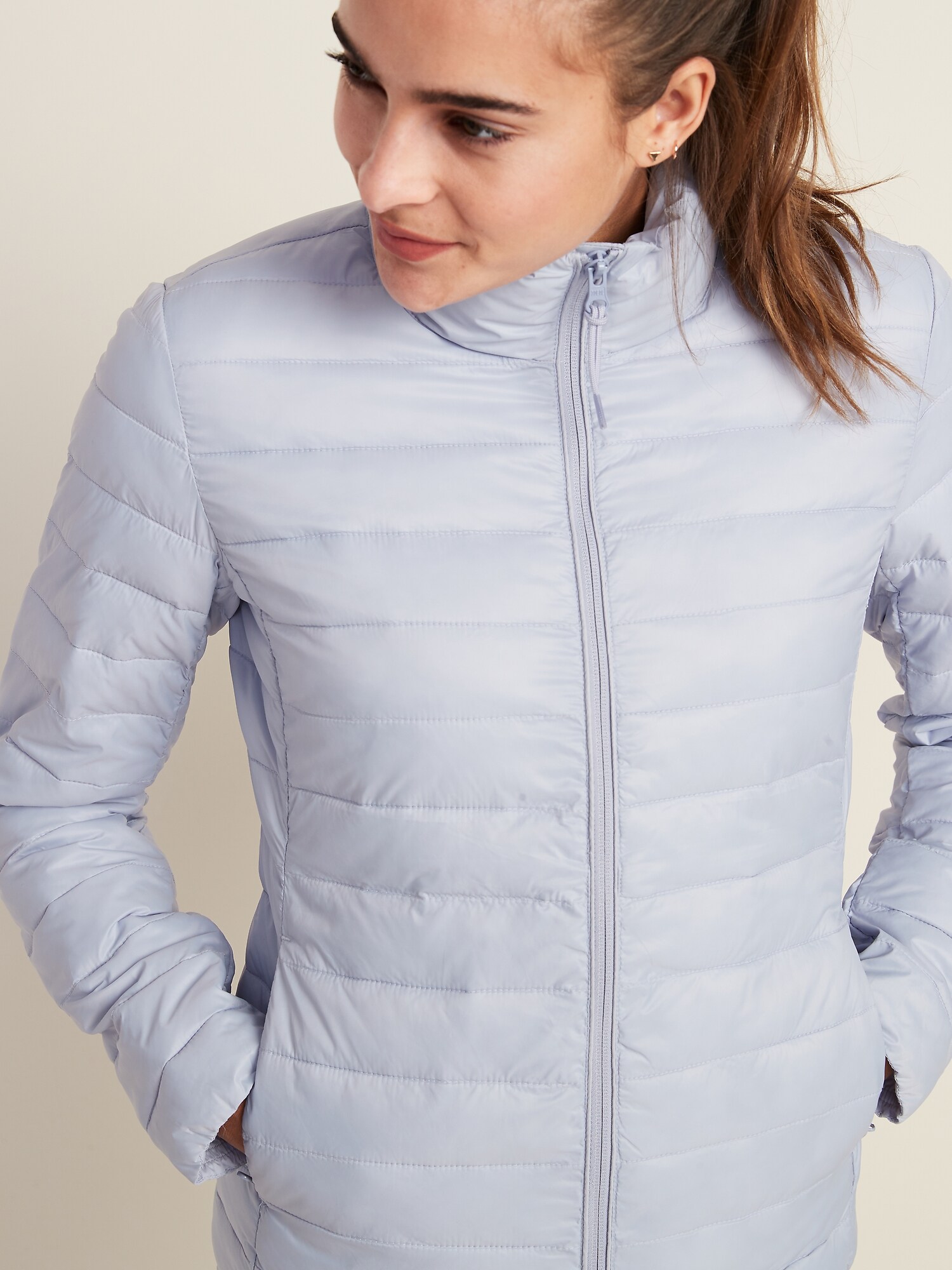 women's packable puffer jacket with hood