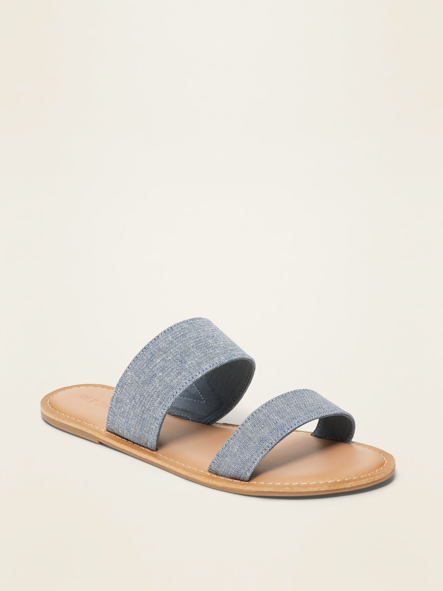 Double-Strap Chambray Slide Sandals for 