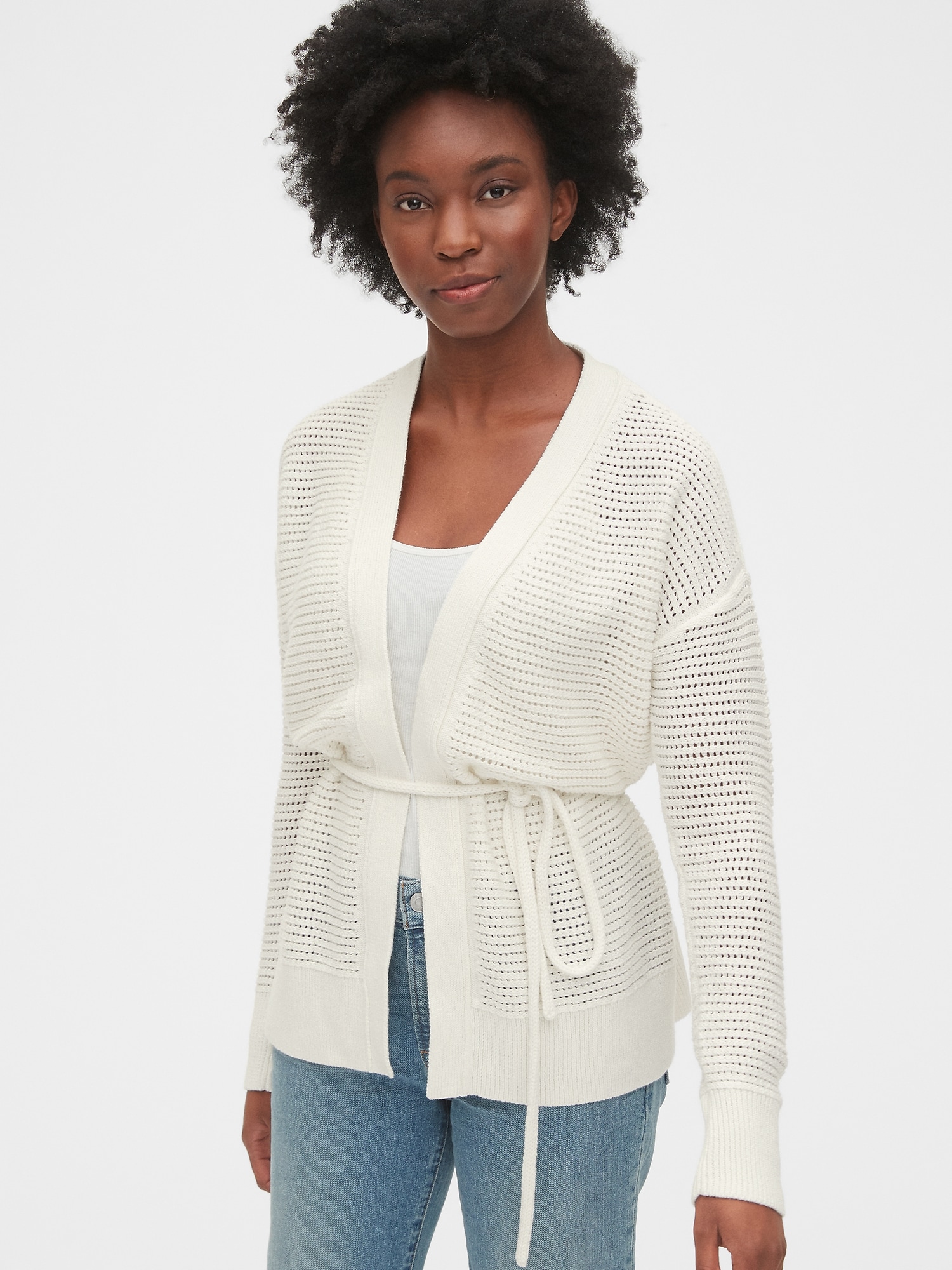 tie front cardigan