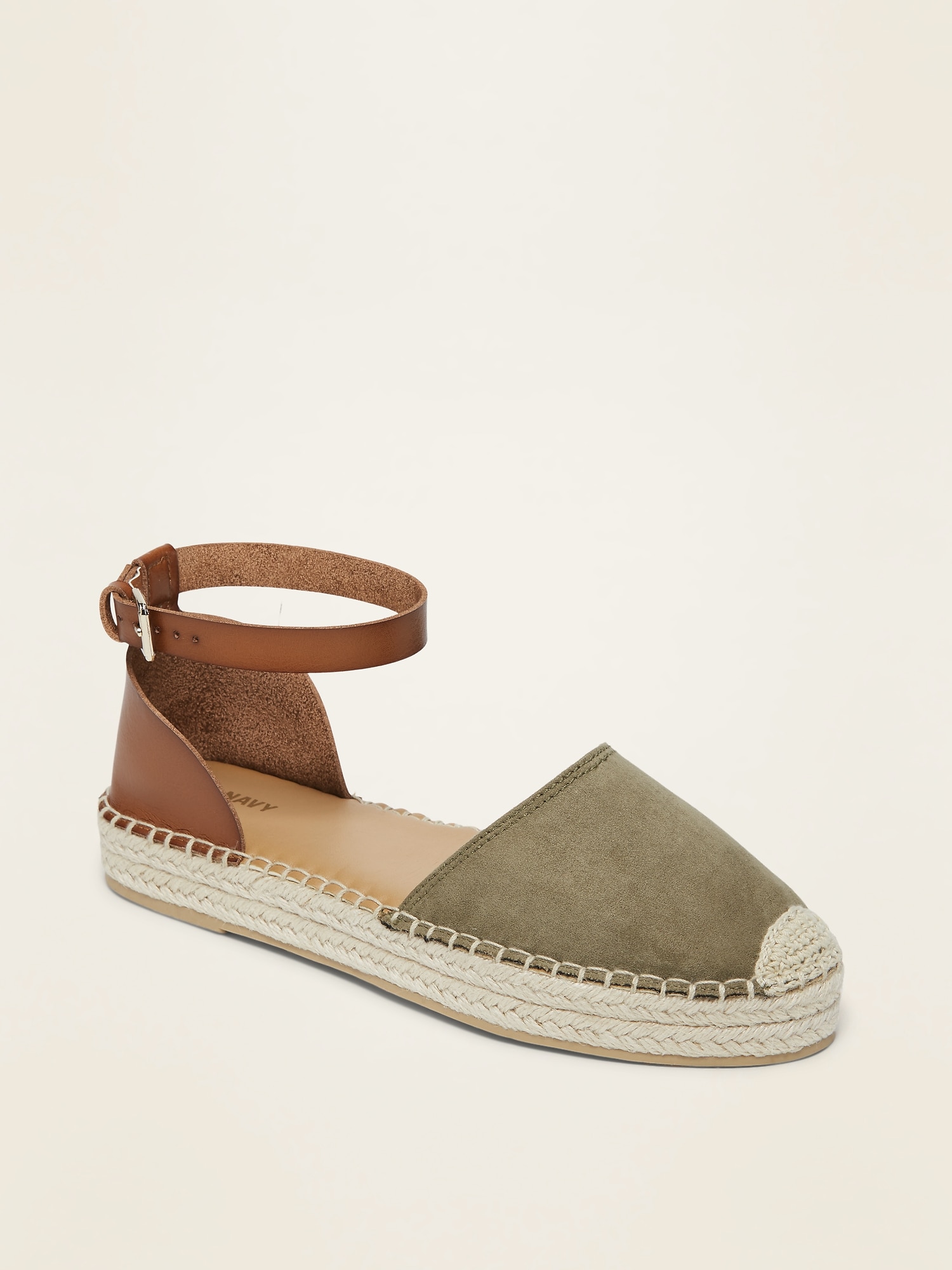 Faux-Suede/Faux-Leather Ankle-Strap 