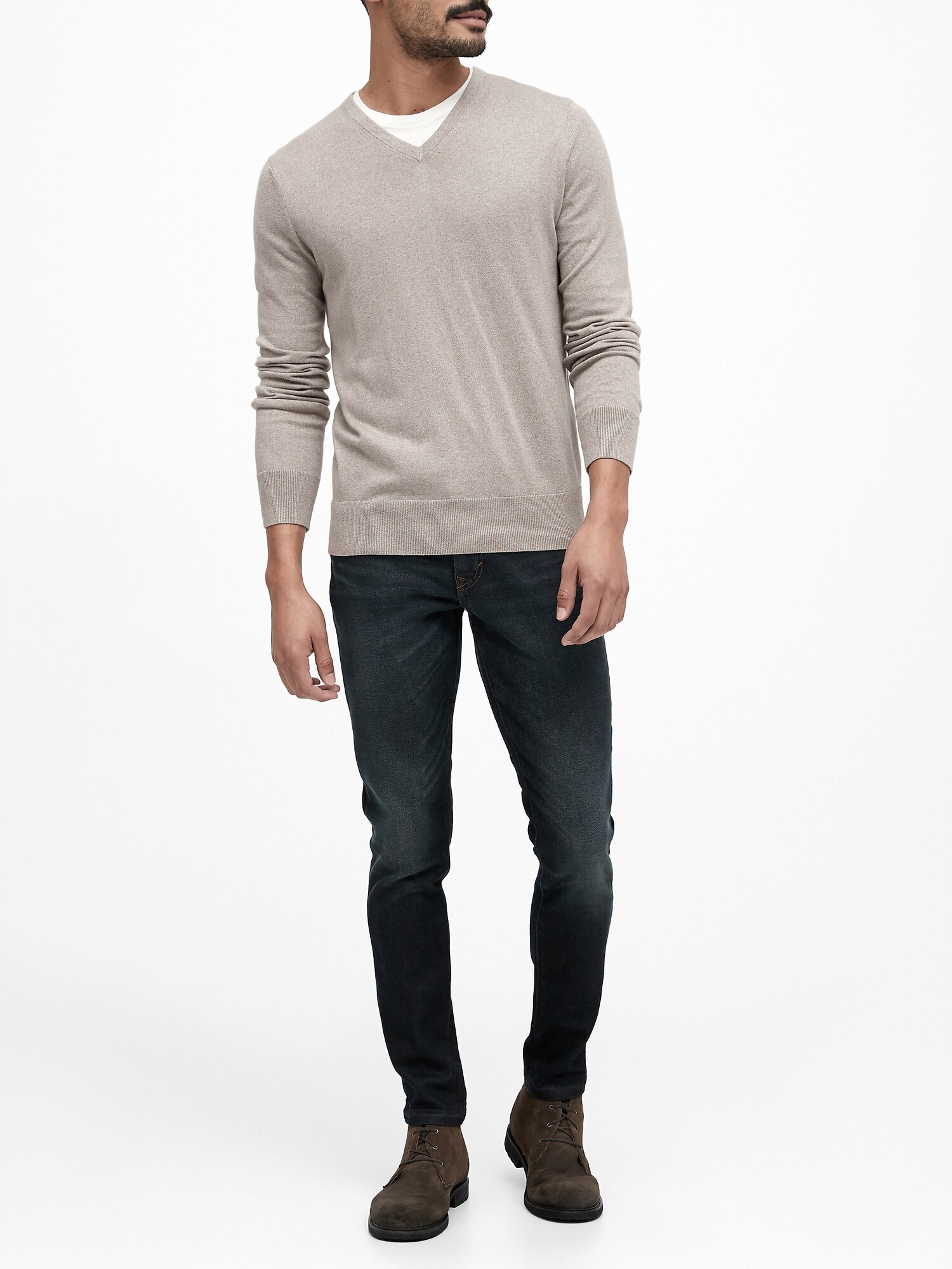 cotton cashmere v neck sweater