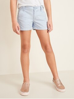 Girls Shorts Bermuda Shortie Midi Khaki Chino Solid Print Kids