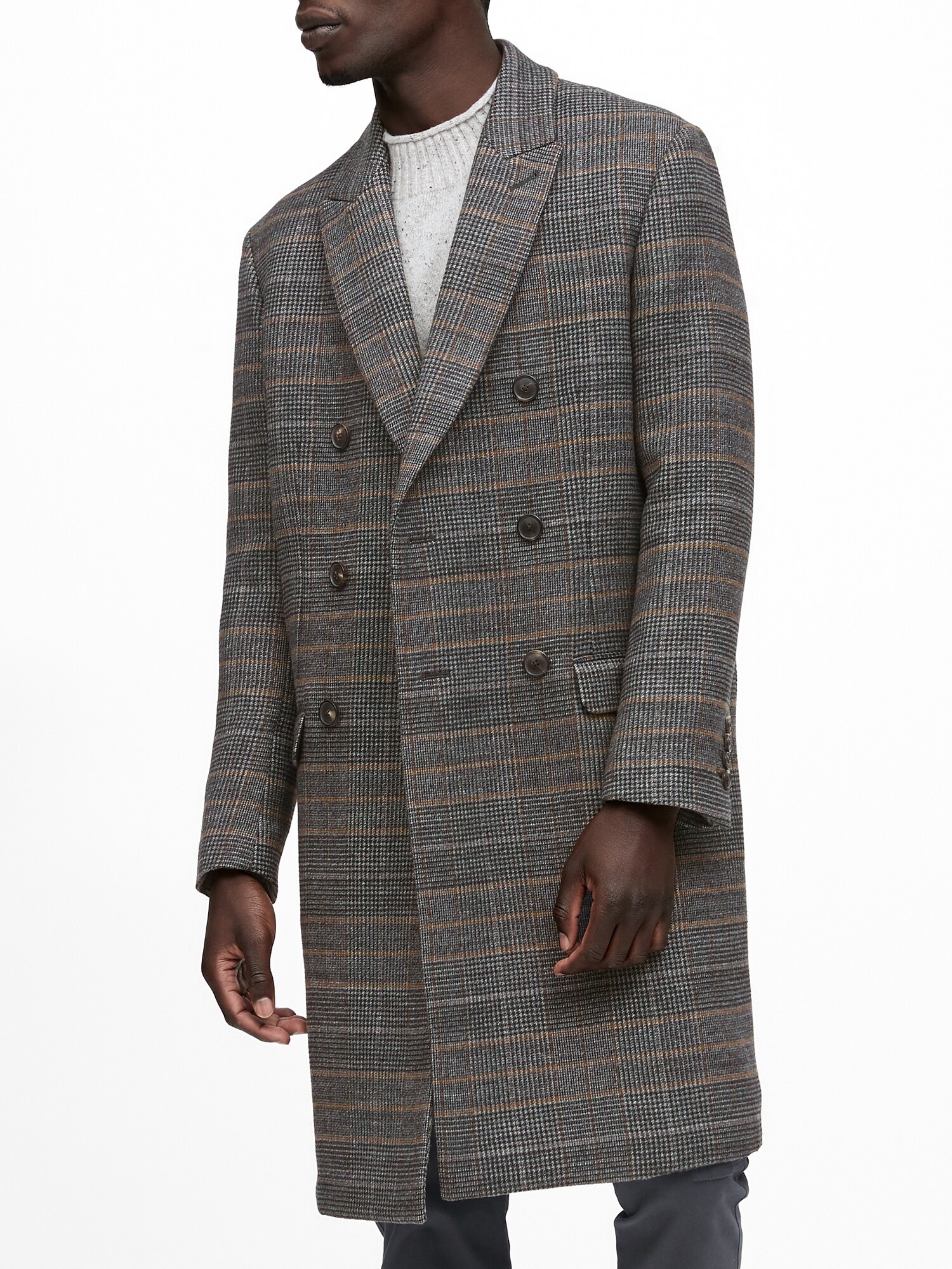 Heritage Plaid Double-Breasted Coat | Banana Republic