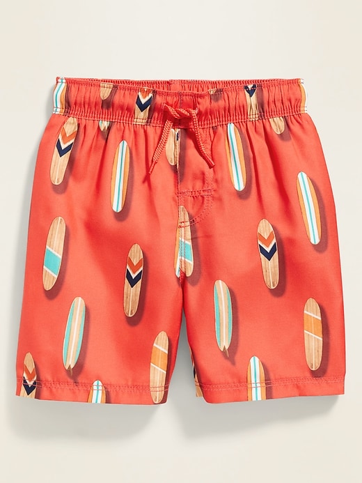 Printed Functional Drawstring Swim Trunks for Toddler Boys