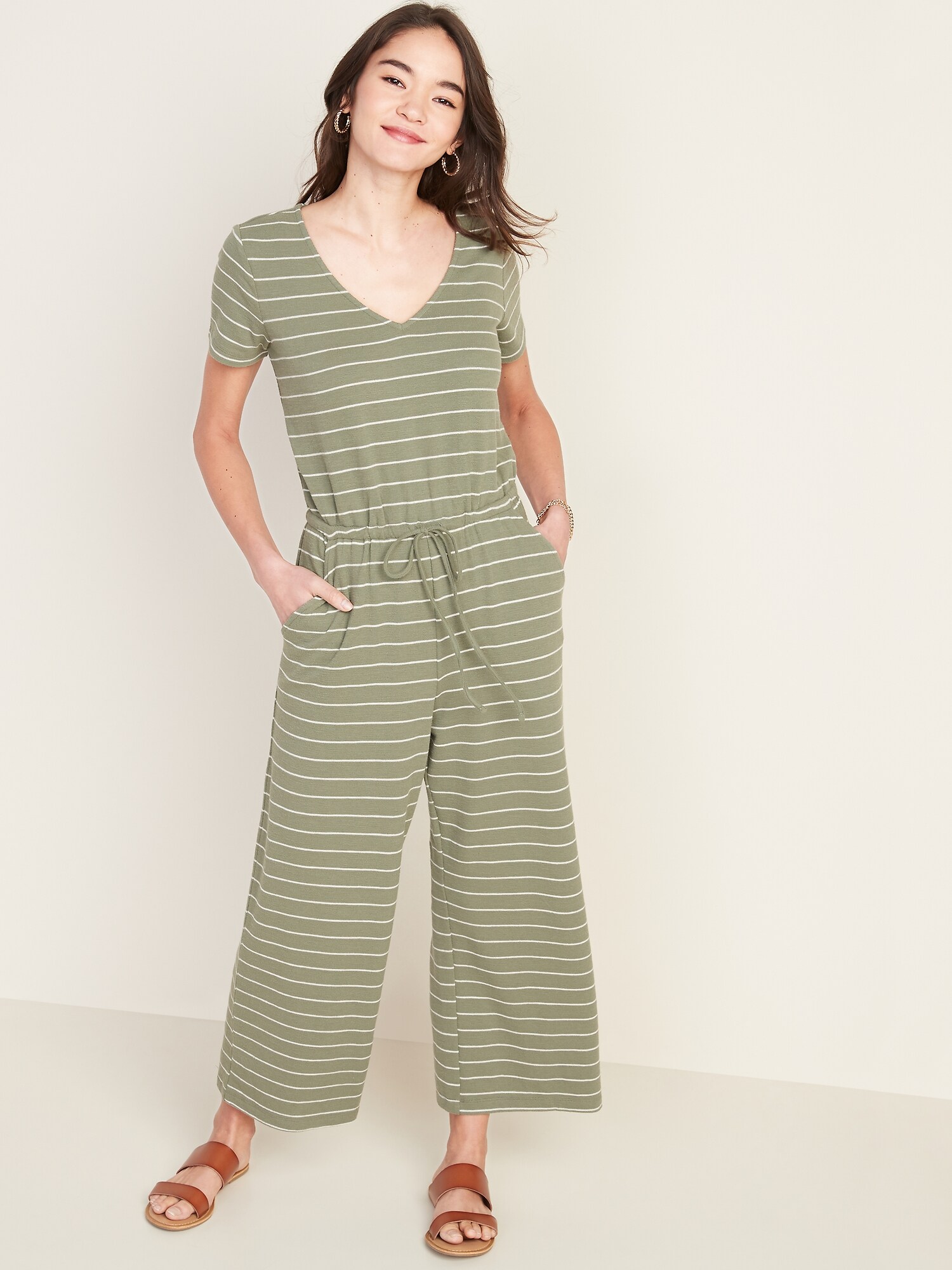 plunging v neck jumpsuit