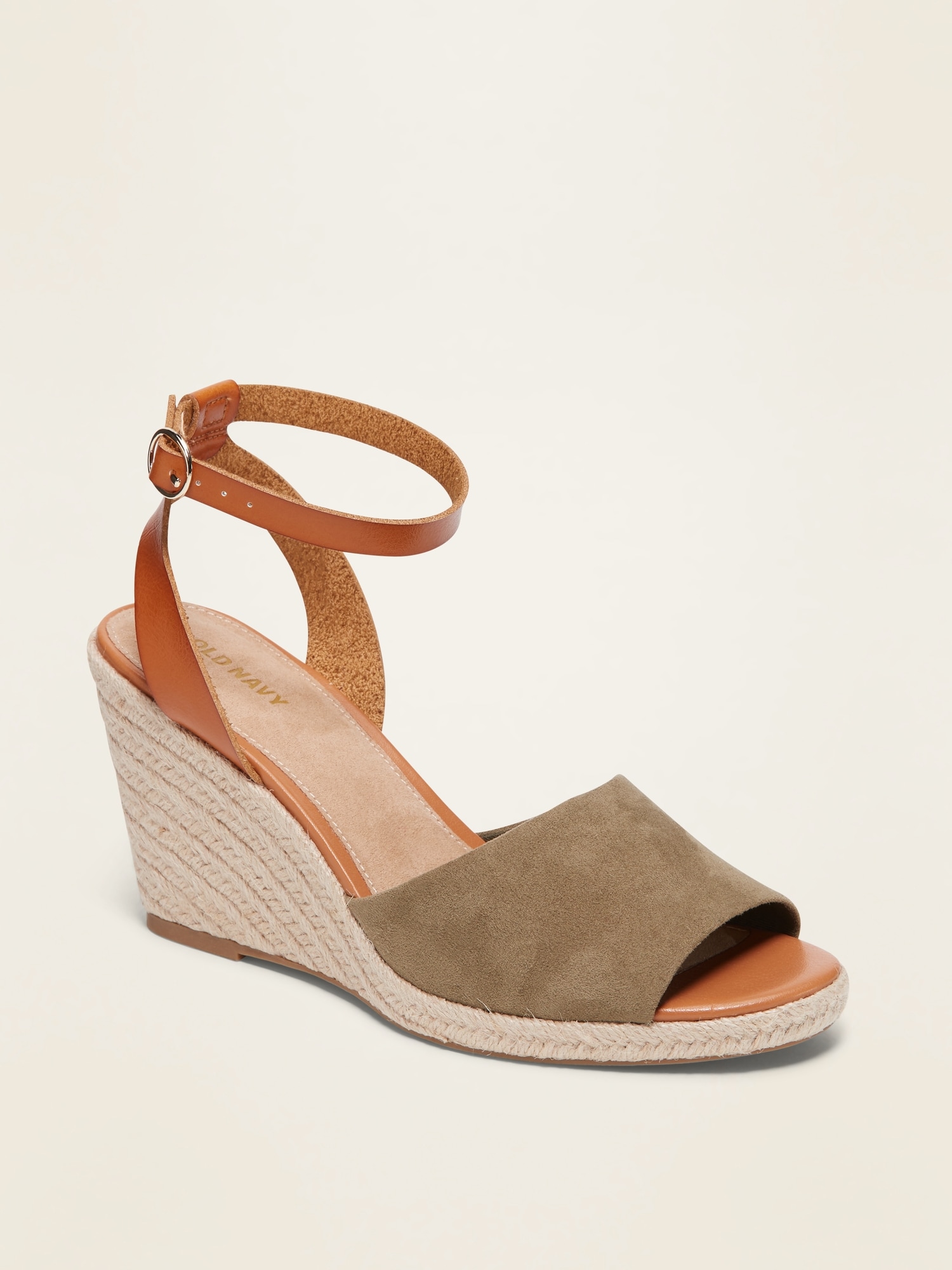 faux suede espadrille wedges