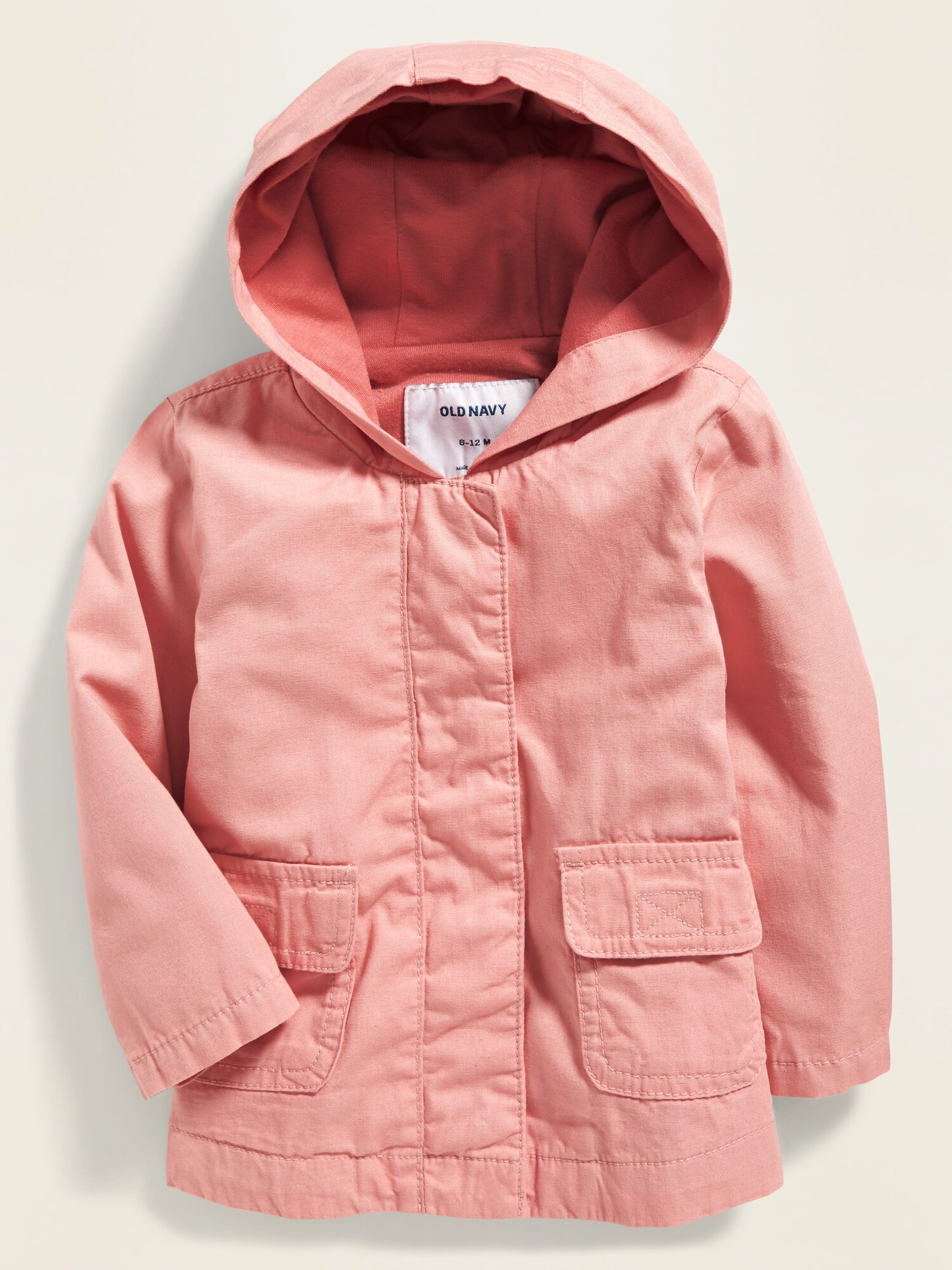 hooded canvas utility jacket for baby