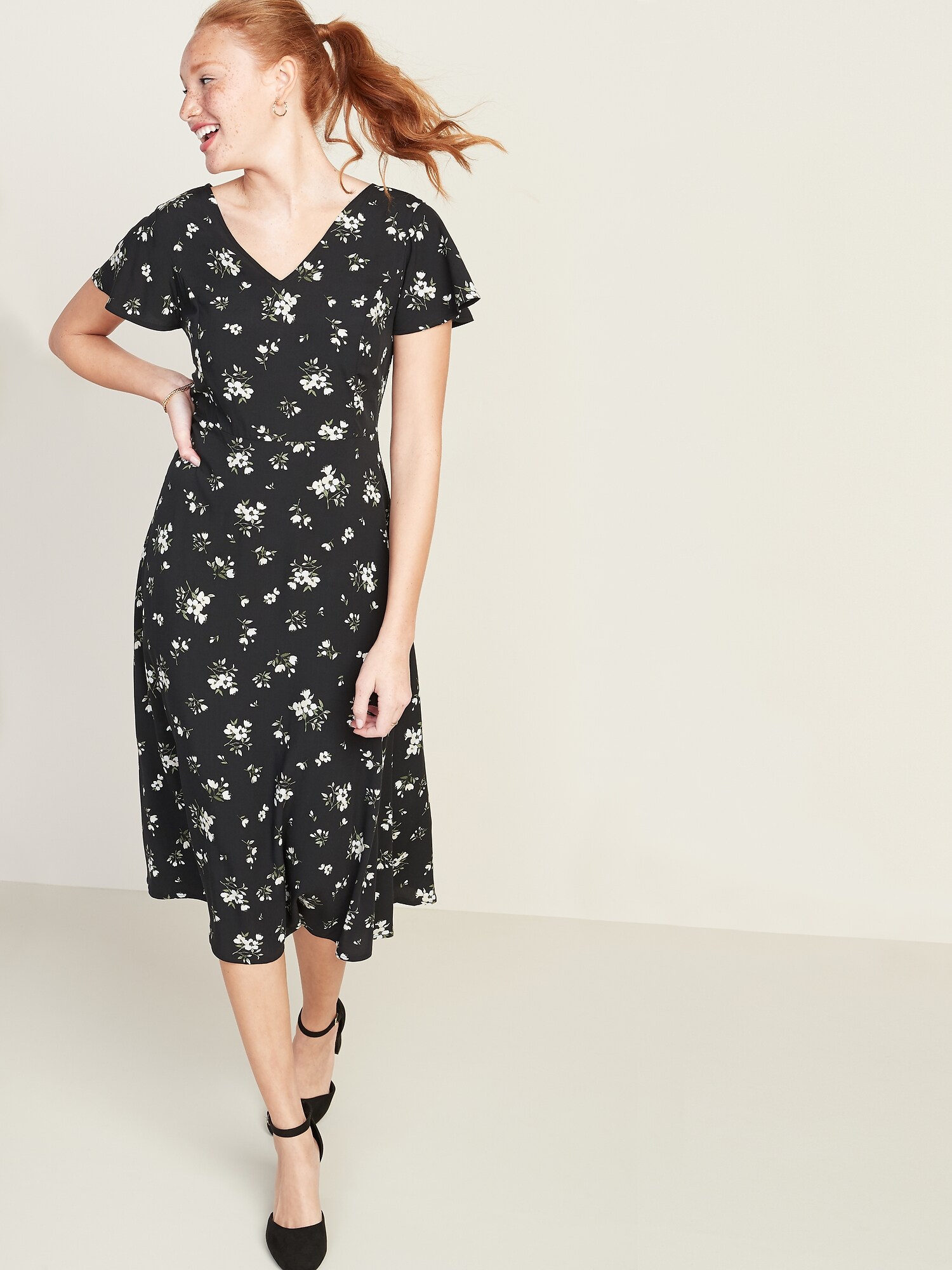 old navy black floral dress