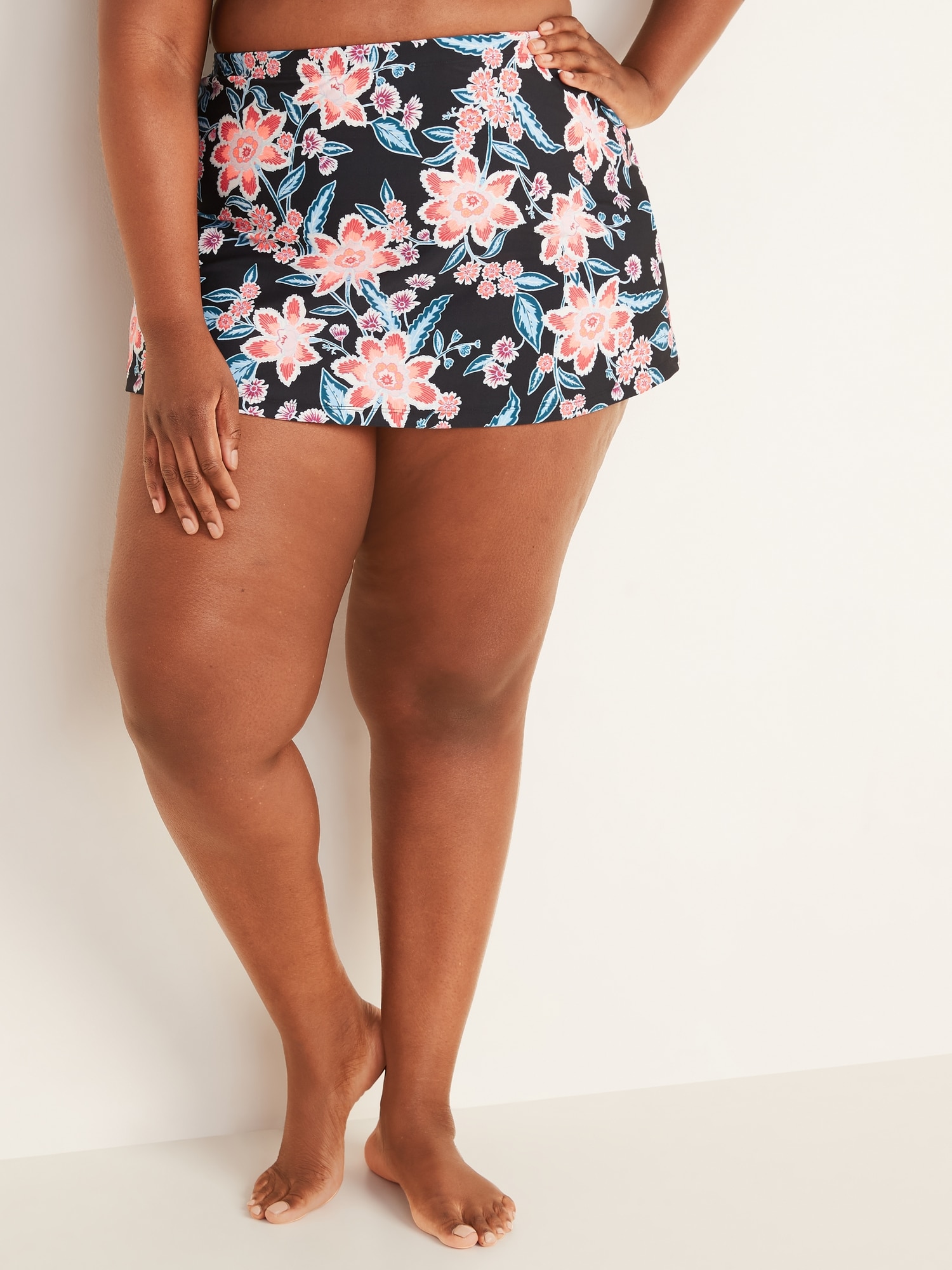 plus size navy swim skirt