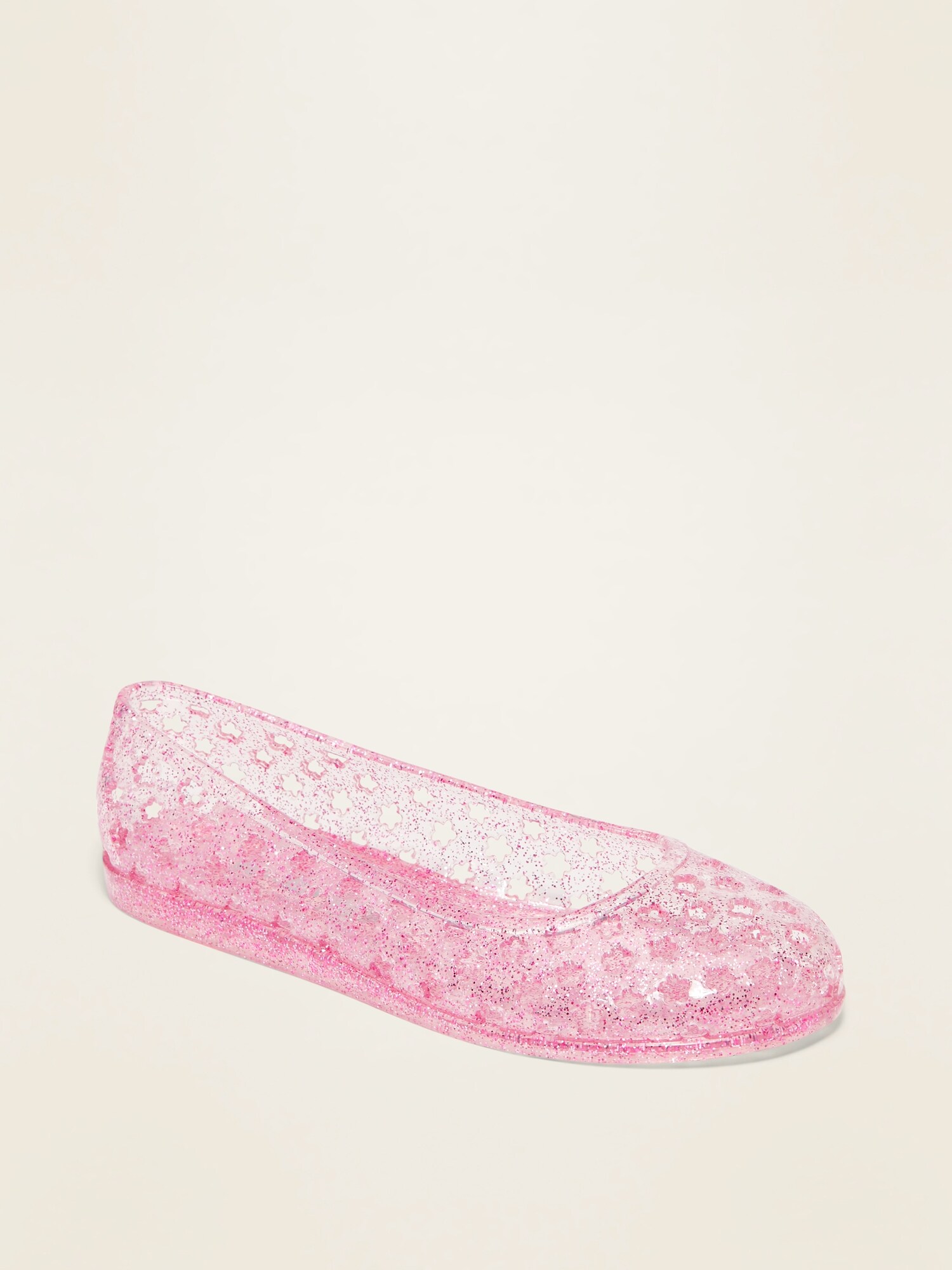Perforated Glitter-Jelly Ballet Flats 