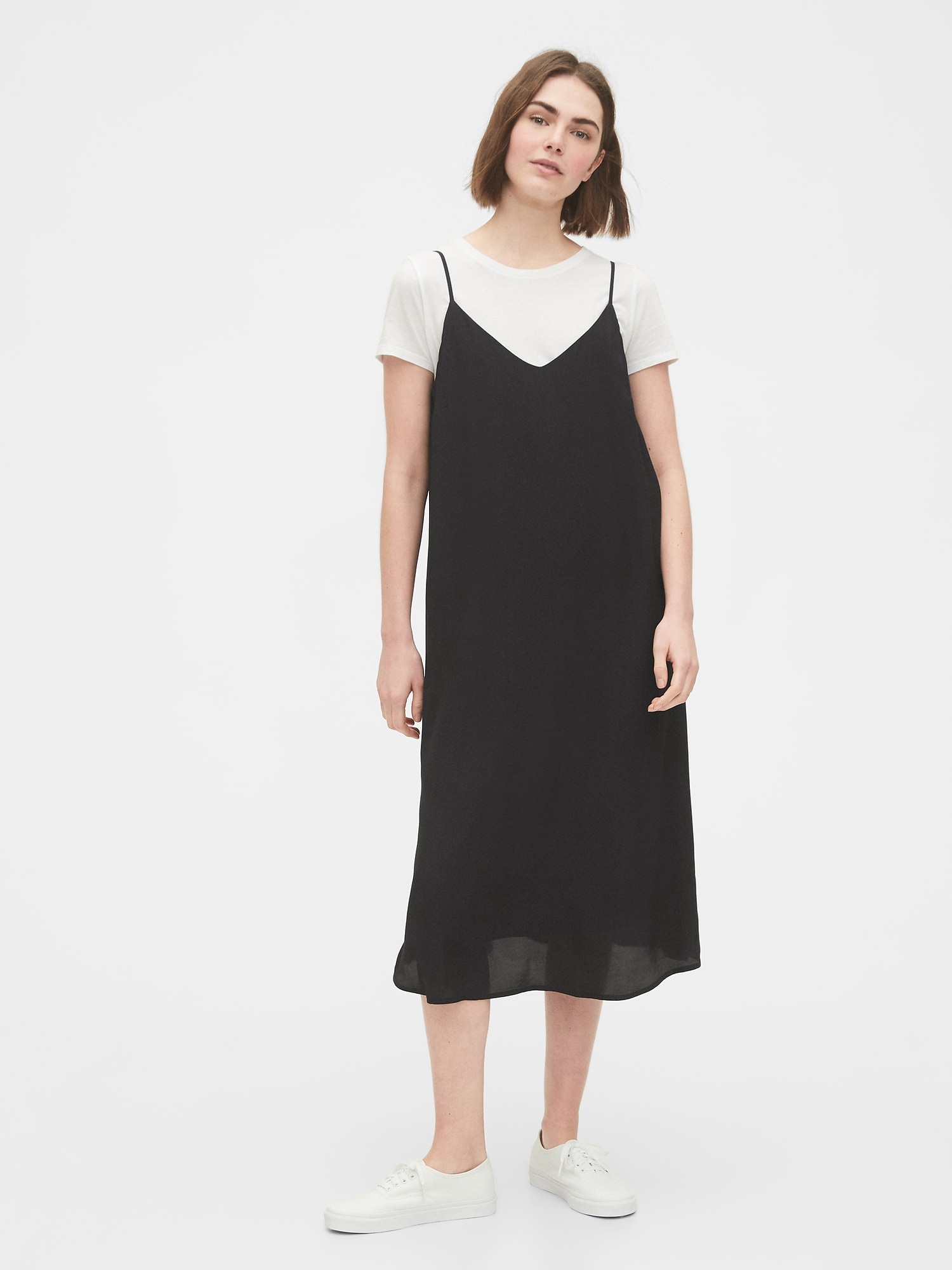 gap black midi dress