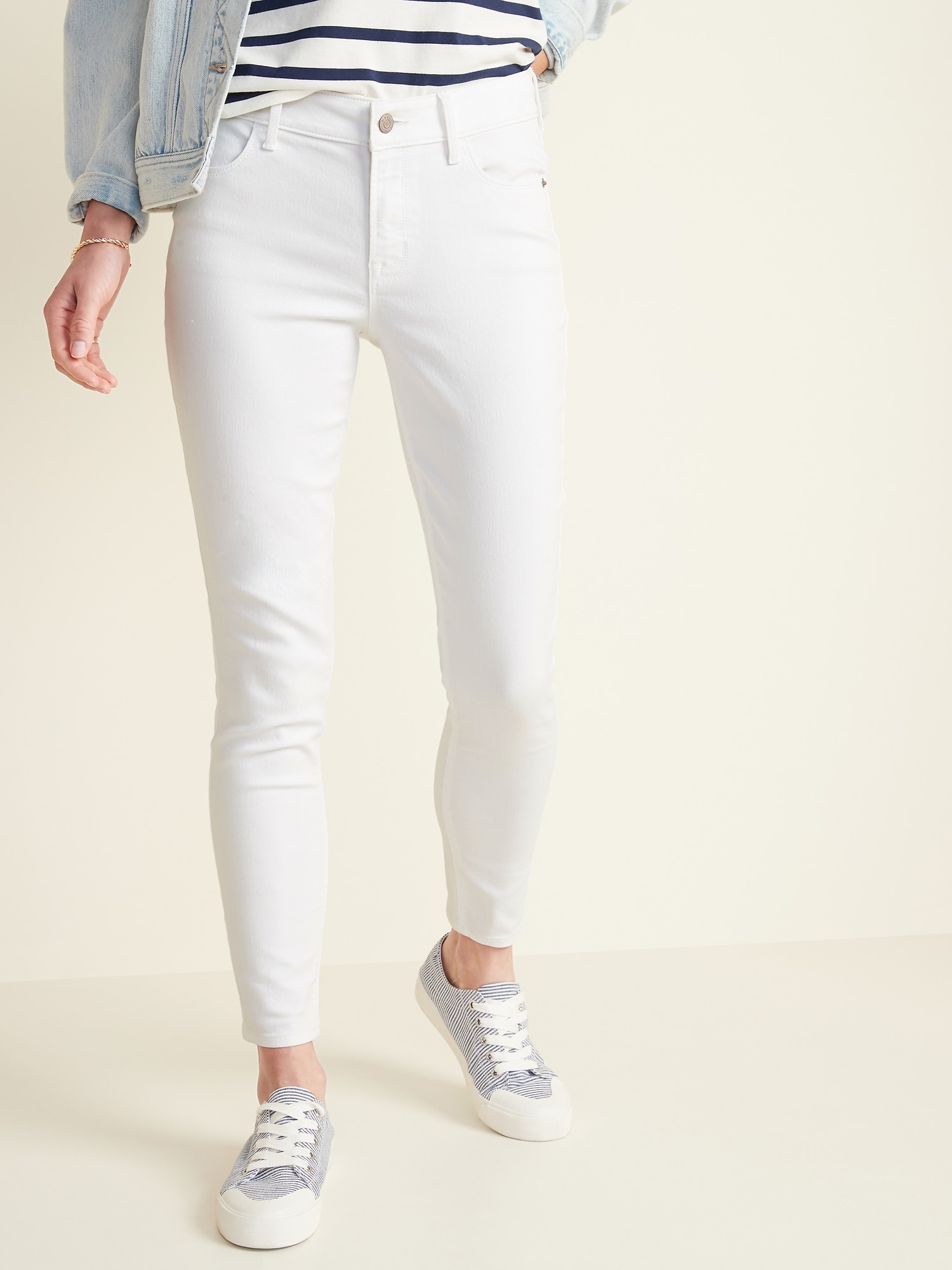 *Hot Deal* Mid-Rise White Super Skinny Ankle Jeans for Women
