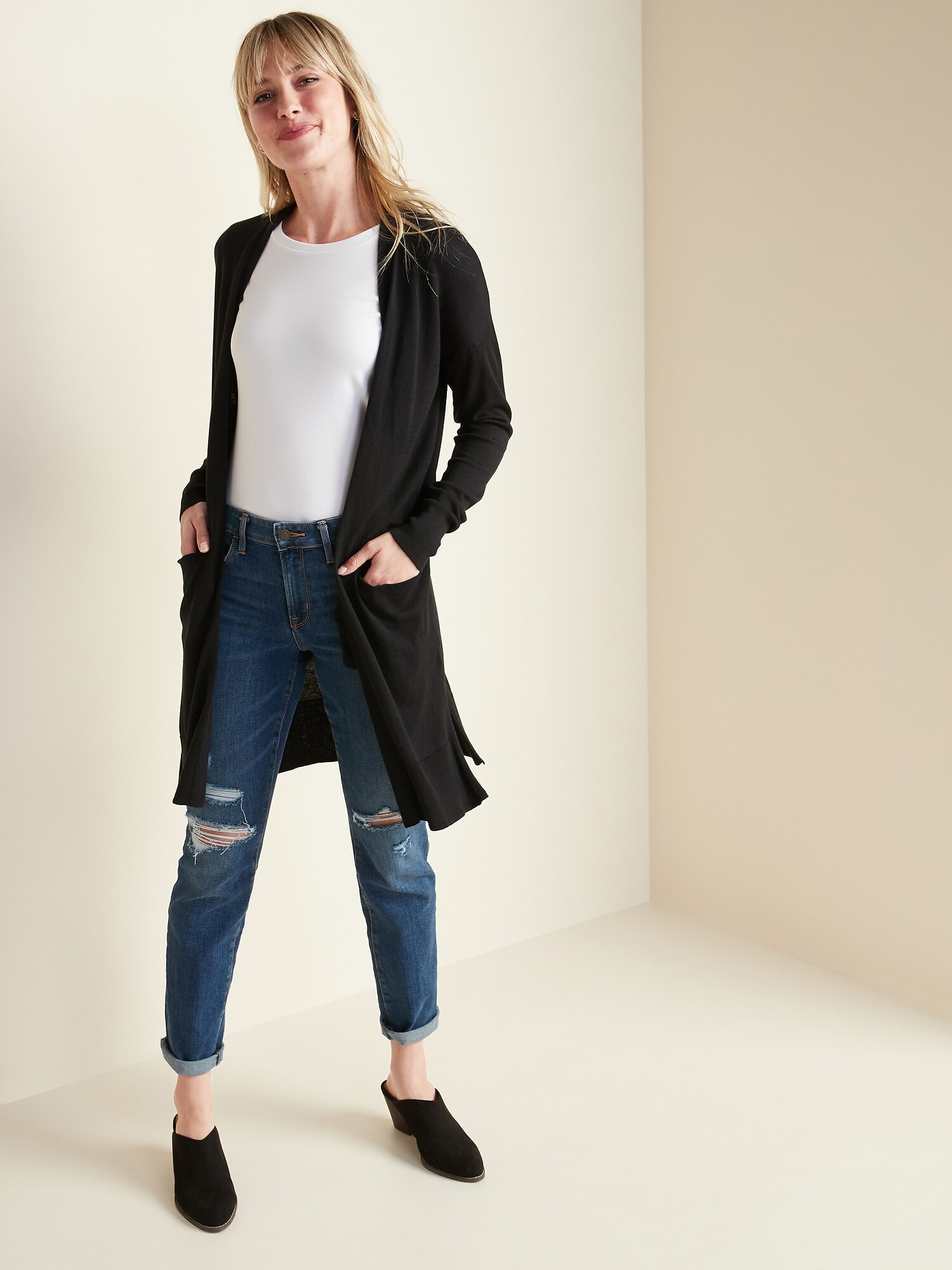 womens long navy cardigan