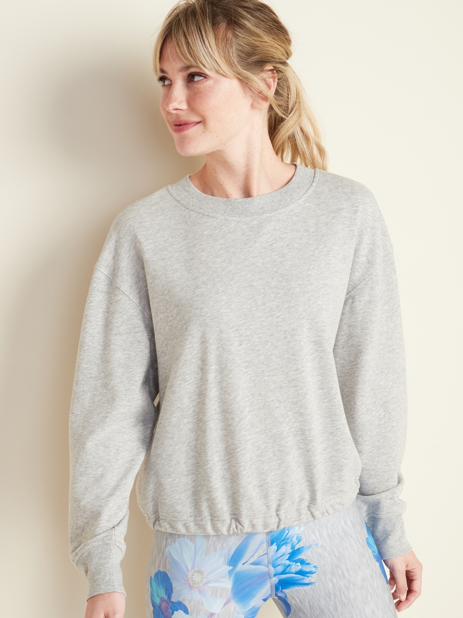 Loose French-Terry Tie-Back Sweatshirt for Women
