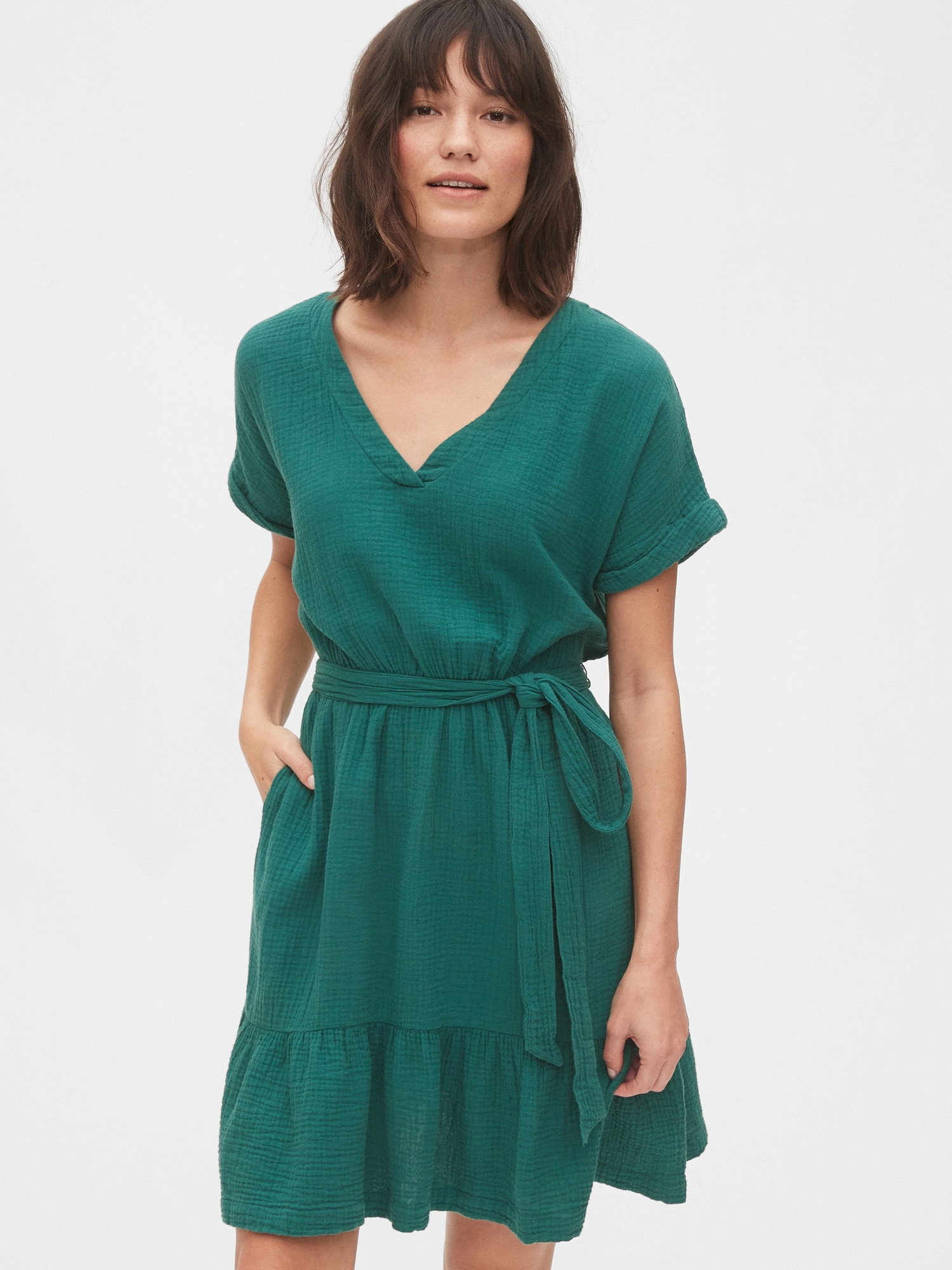 Gauze Ruffle Hem Dress | Gap