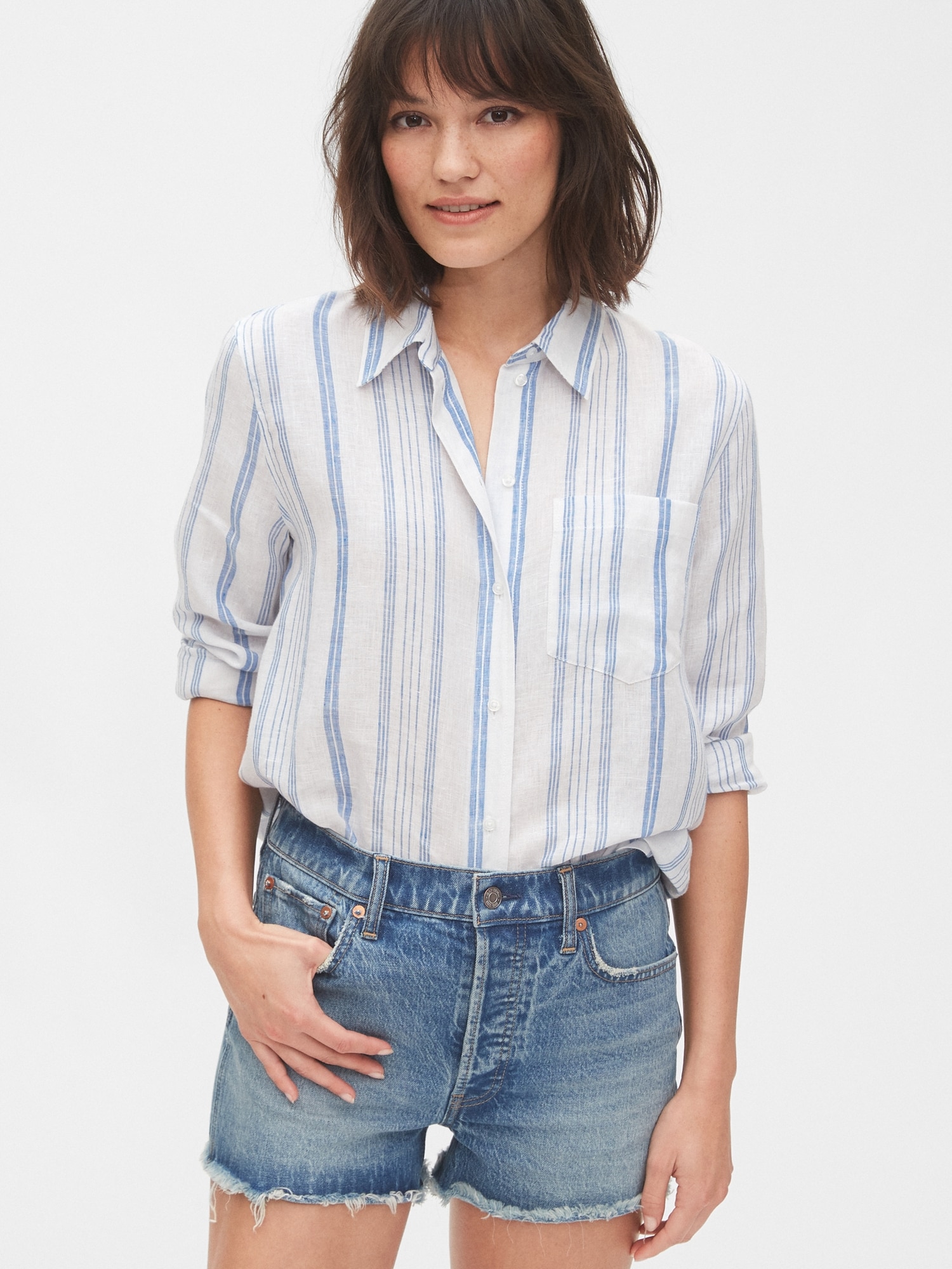gap linen boyfriend shirt