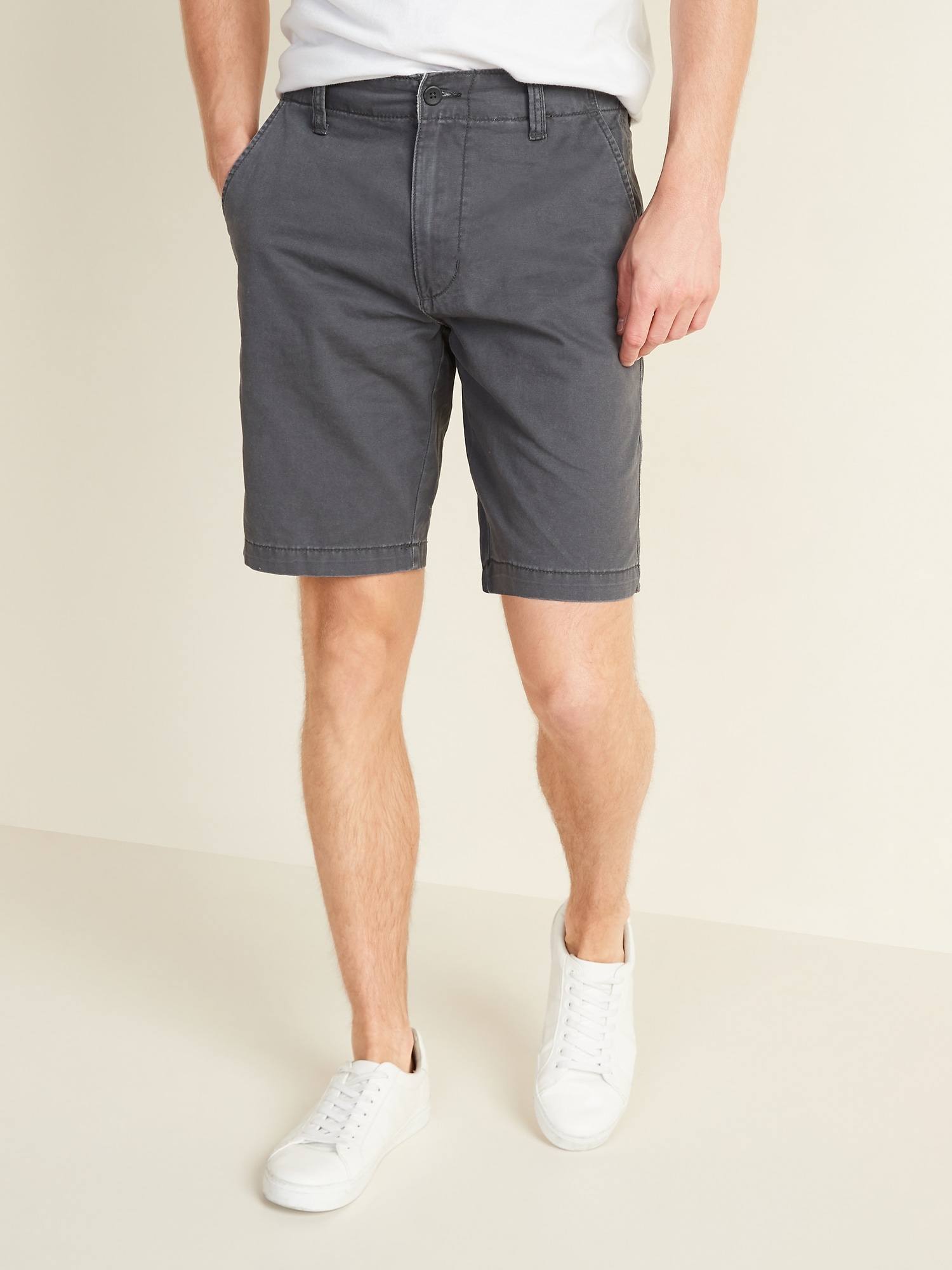 Lived-In Straight Khaki Shorts for Men - 10-inch inseam