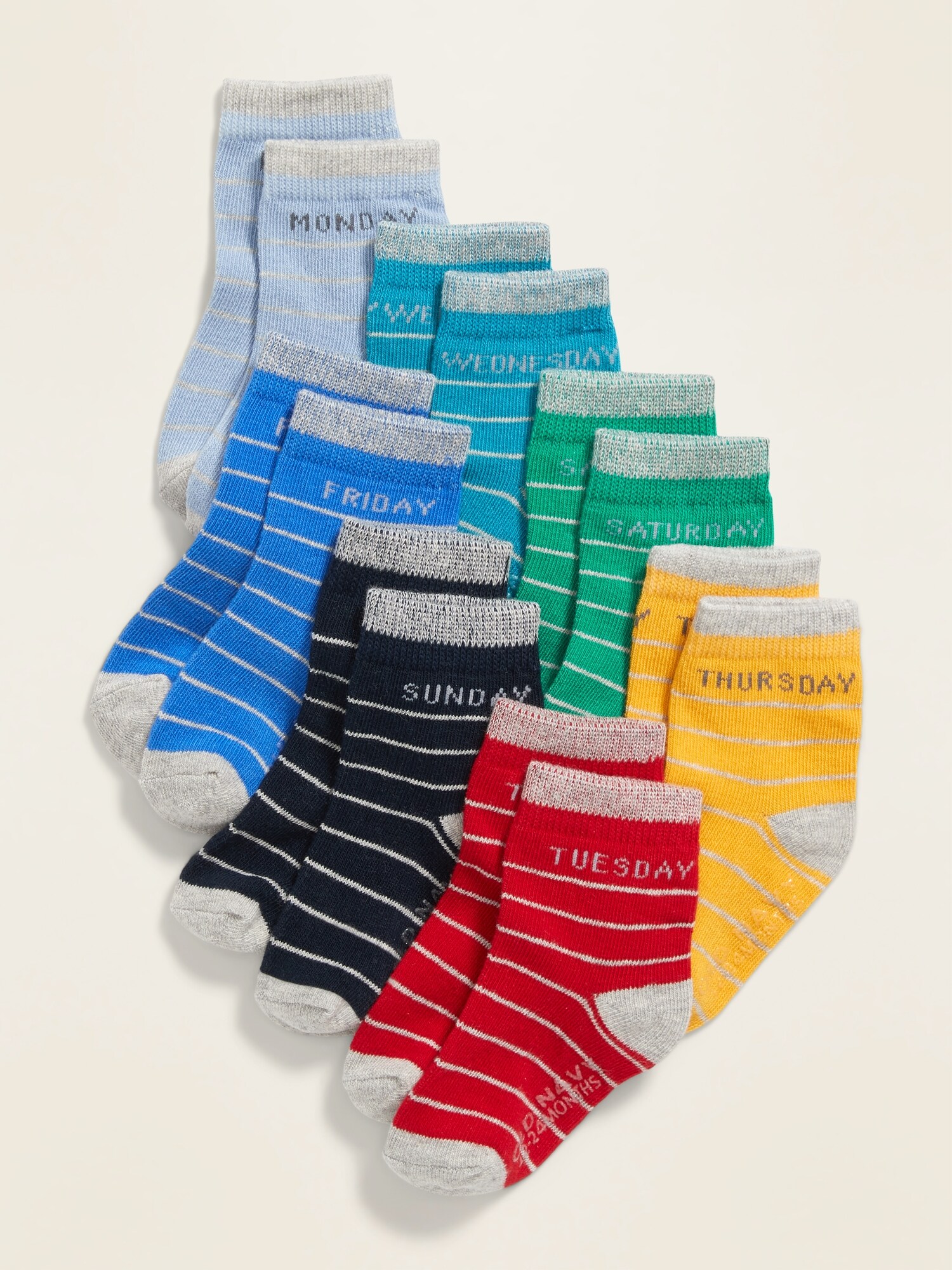 Day-Of-The-Week 7-Pack Socks For Toddler Boys & Baby