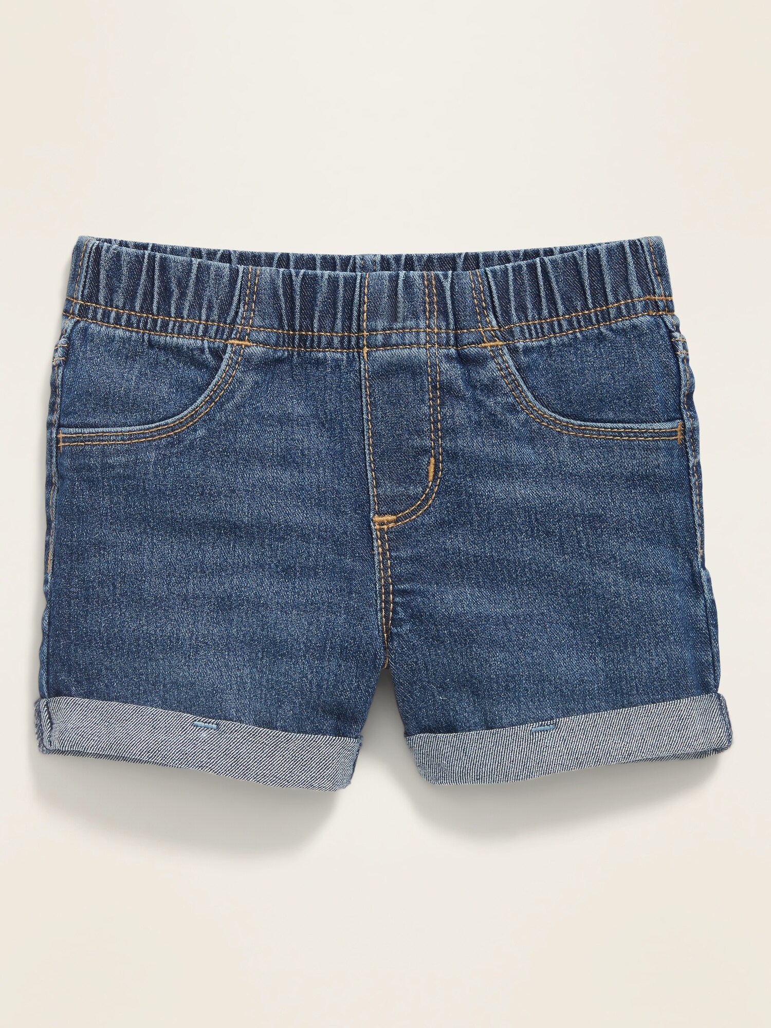 girls pull on jean shorts