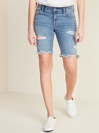 high waisted ripped bermuda shorts