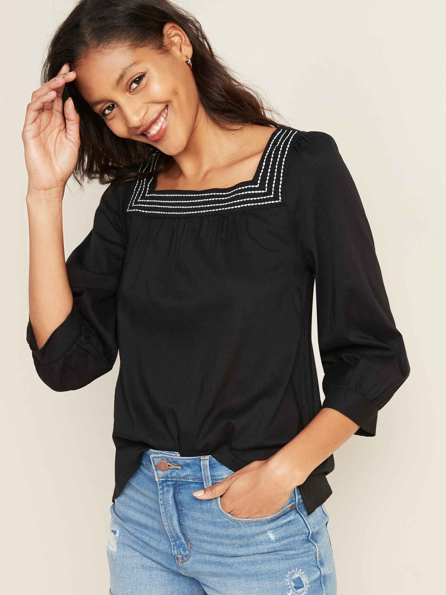 Relaxed Square-Neck Top for Women | Old Navy