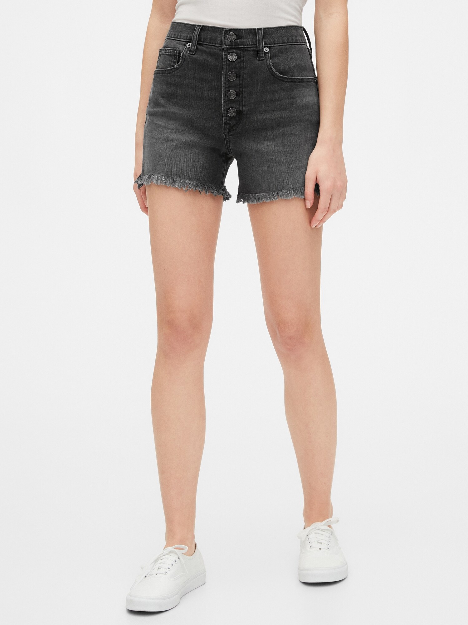 gap black denim shorts