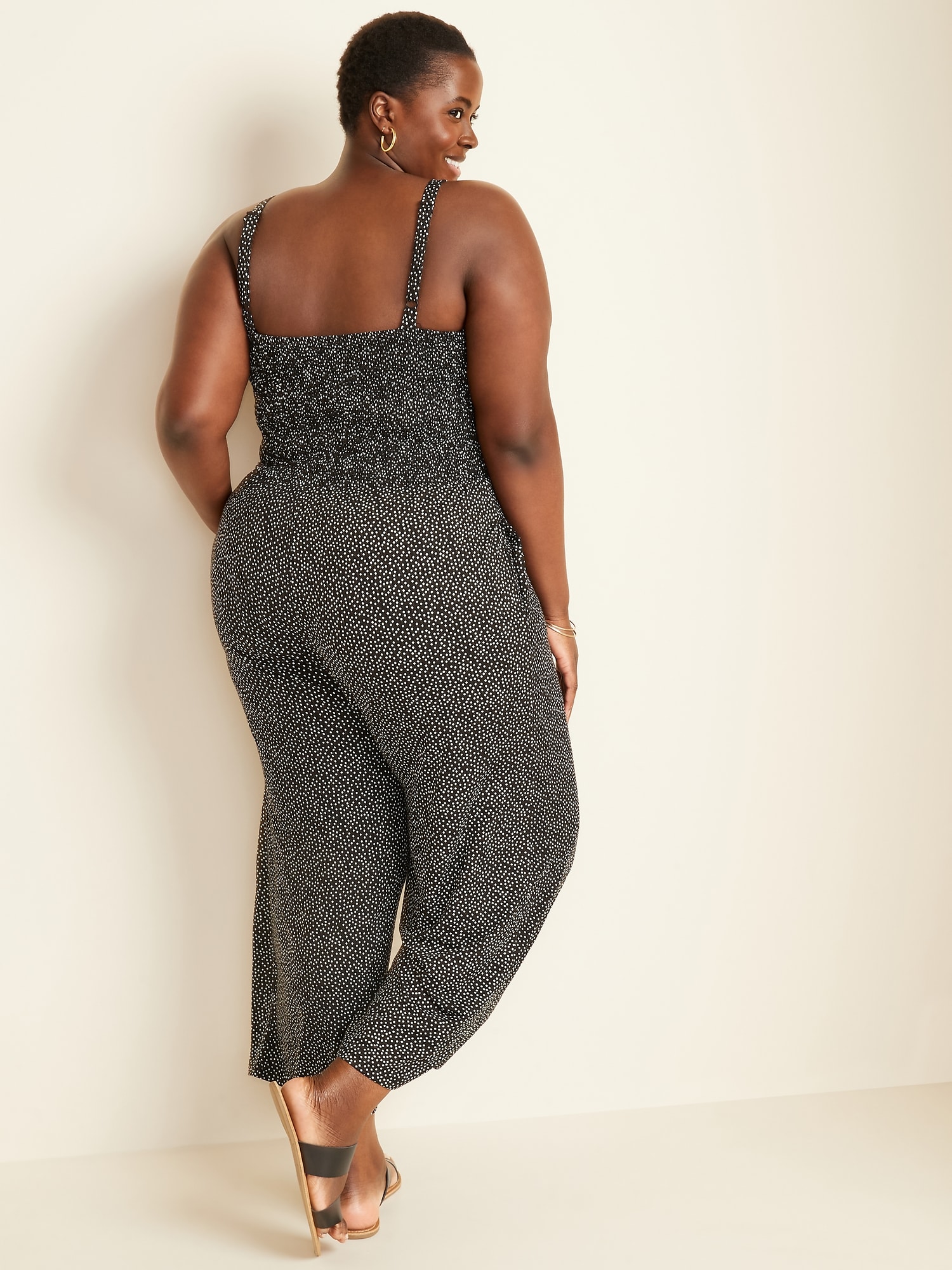 smocked jersey cami jumpsuit