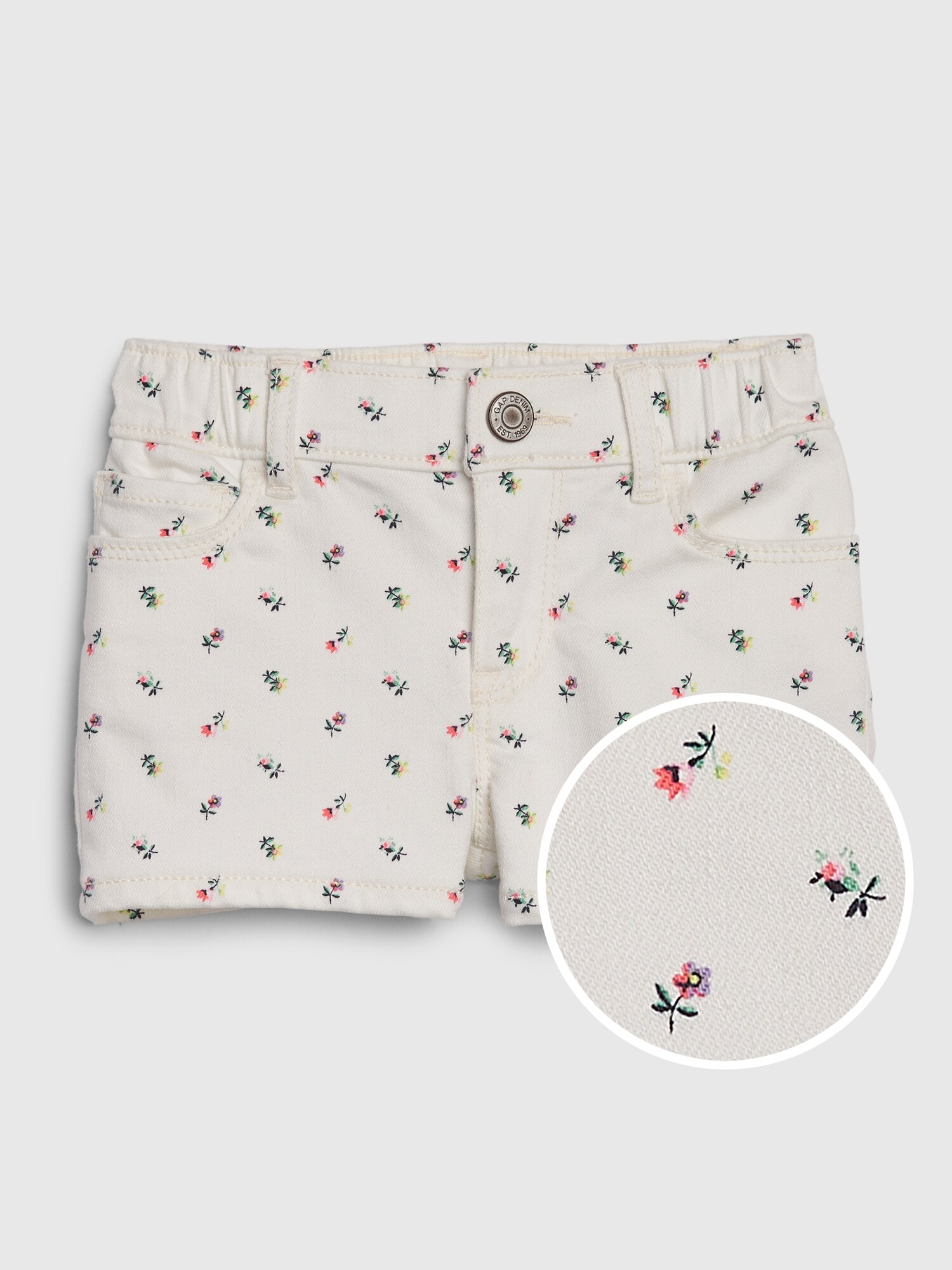 Toddler floral print denim shorts