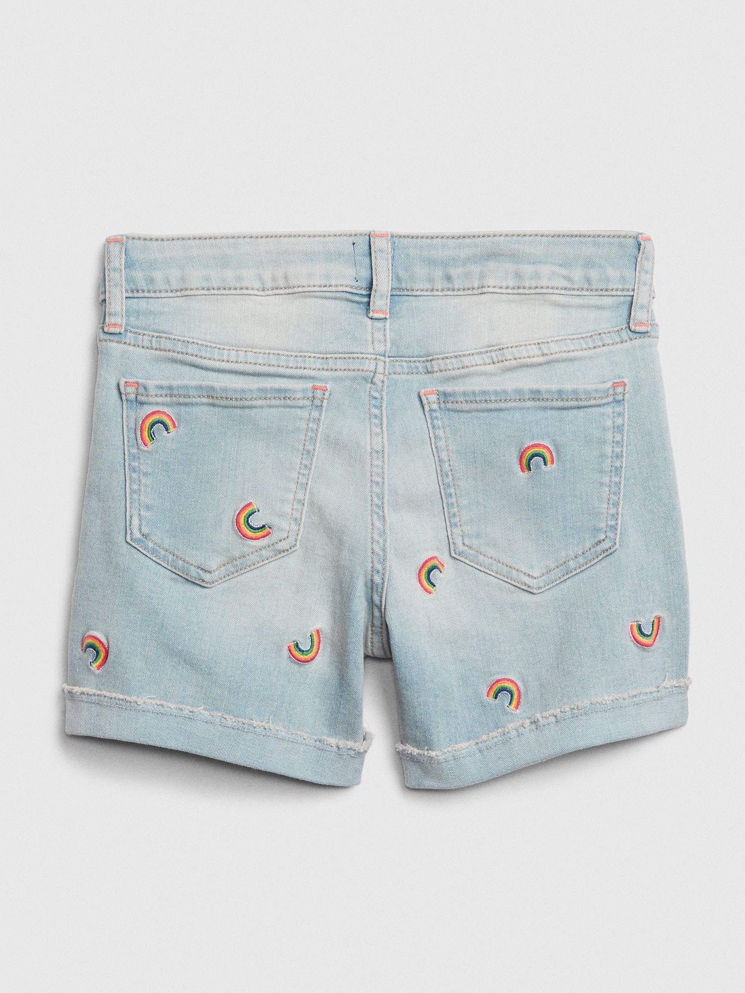 rainbow denim shorts