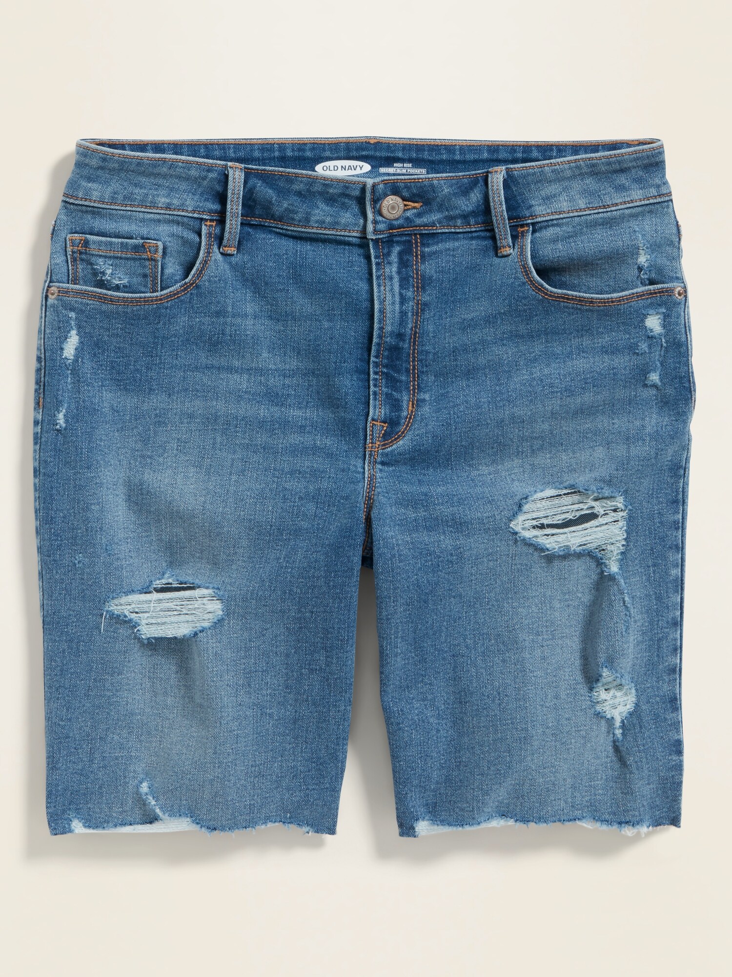 high waisted distressed bermuda shorts
