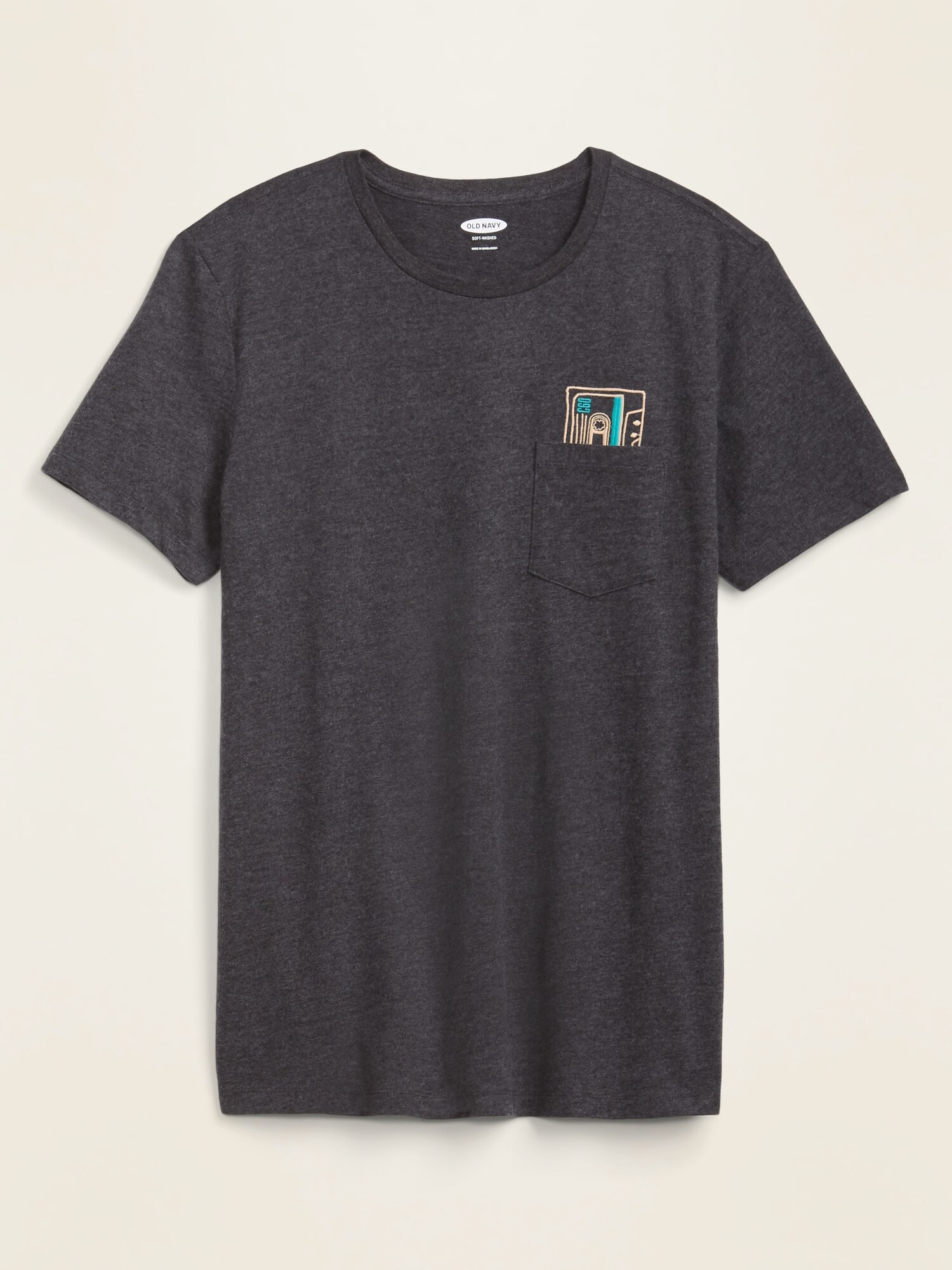 Soft-Washed Embroidered-Graphic Tee for Men