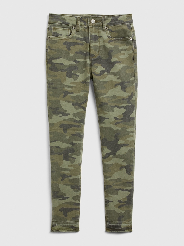 Kids High Rise Ankle Camo Jeggings with Stretch