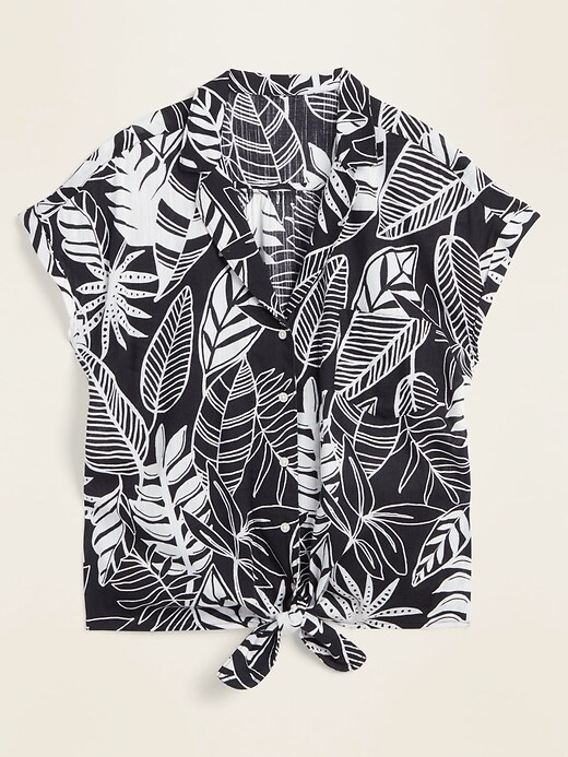 Printed Tie-Hem Resort Shirt for Women