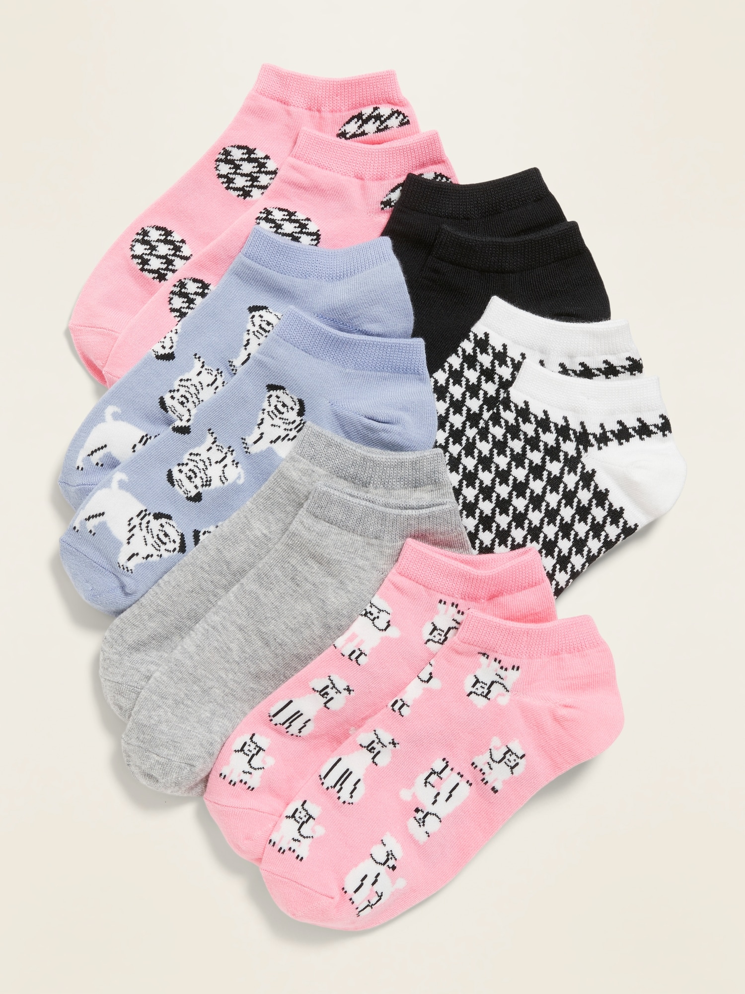 No-Show Printed Socks 6-Pack for Girls