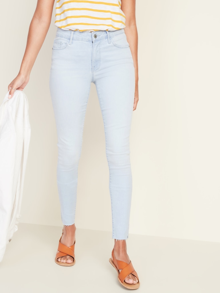 Mid-Rise Built-In Sculpt Raw-Edge Rockstar Jeans for Women