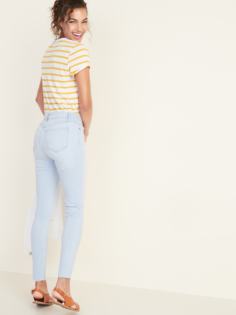 Mid-Rise Built-In Sculpt Raw-Edge Rockstar Jeans for Women