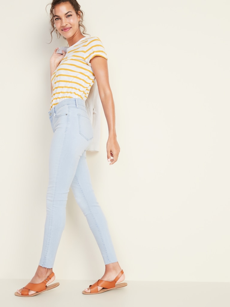 Mid-Rise Built-In Sculpt Raw-Edge Rockstar Jeans for Women