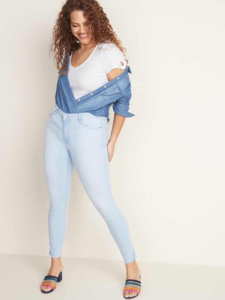 Mid-Rise Built-In Sculpt Raw-Edge Rockstar Jeans for Women