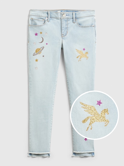 Kids Skinny Ankle Graphic Jeans with Stretch