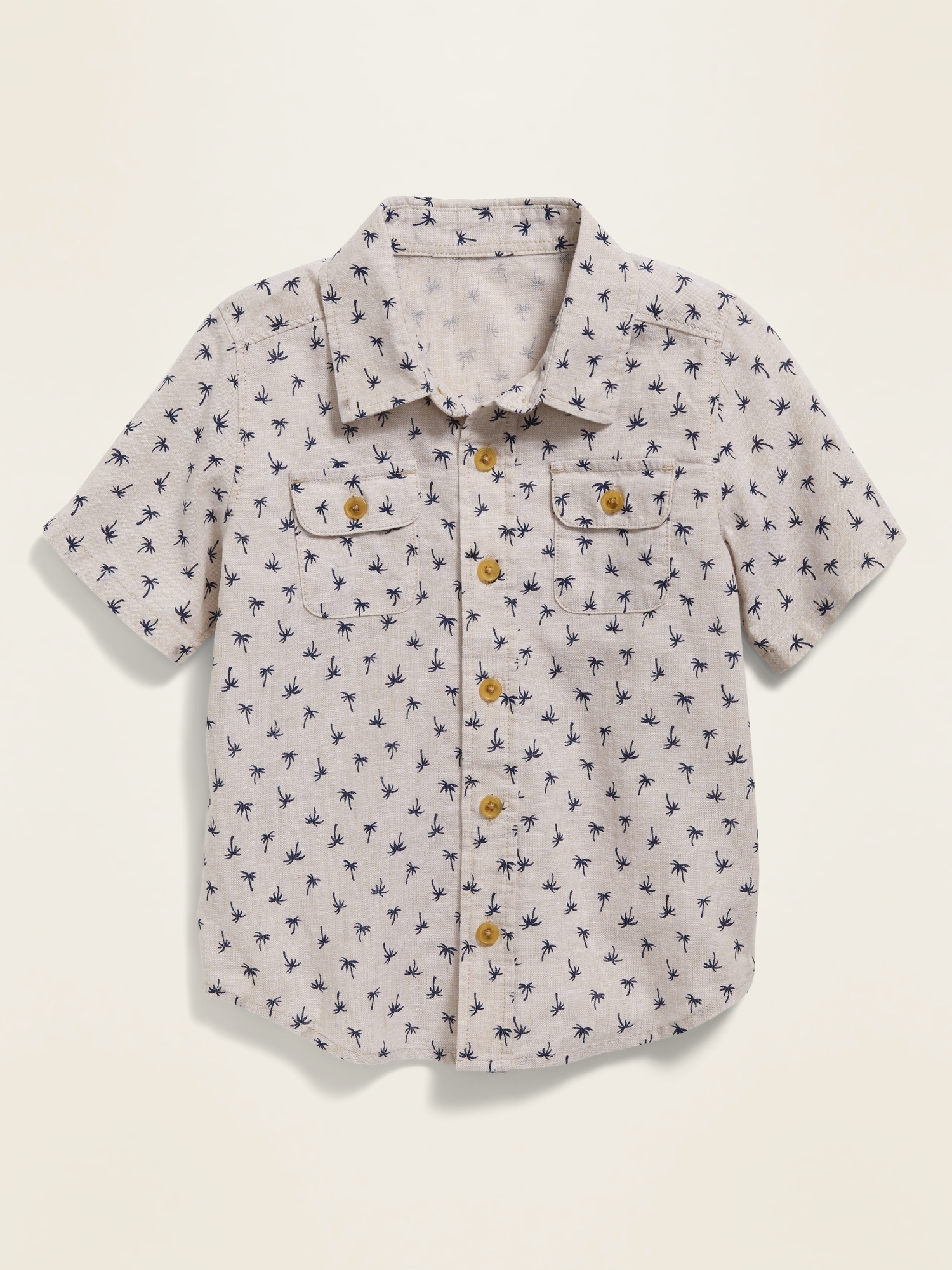 Linen-Blend Cargo-Pocket Shirt for Toddler Boys