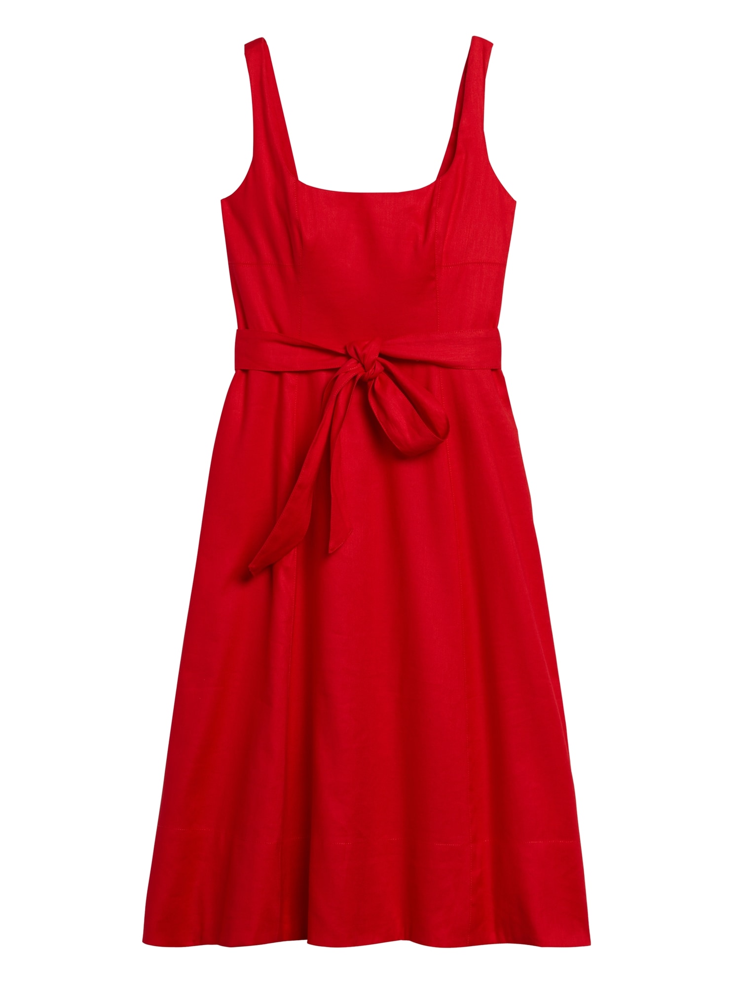 linen square neck dress