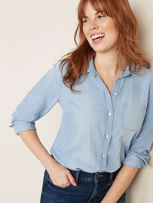 Relaxed Chambray Classic Shirt for Women