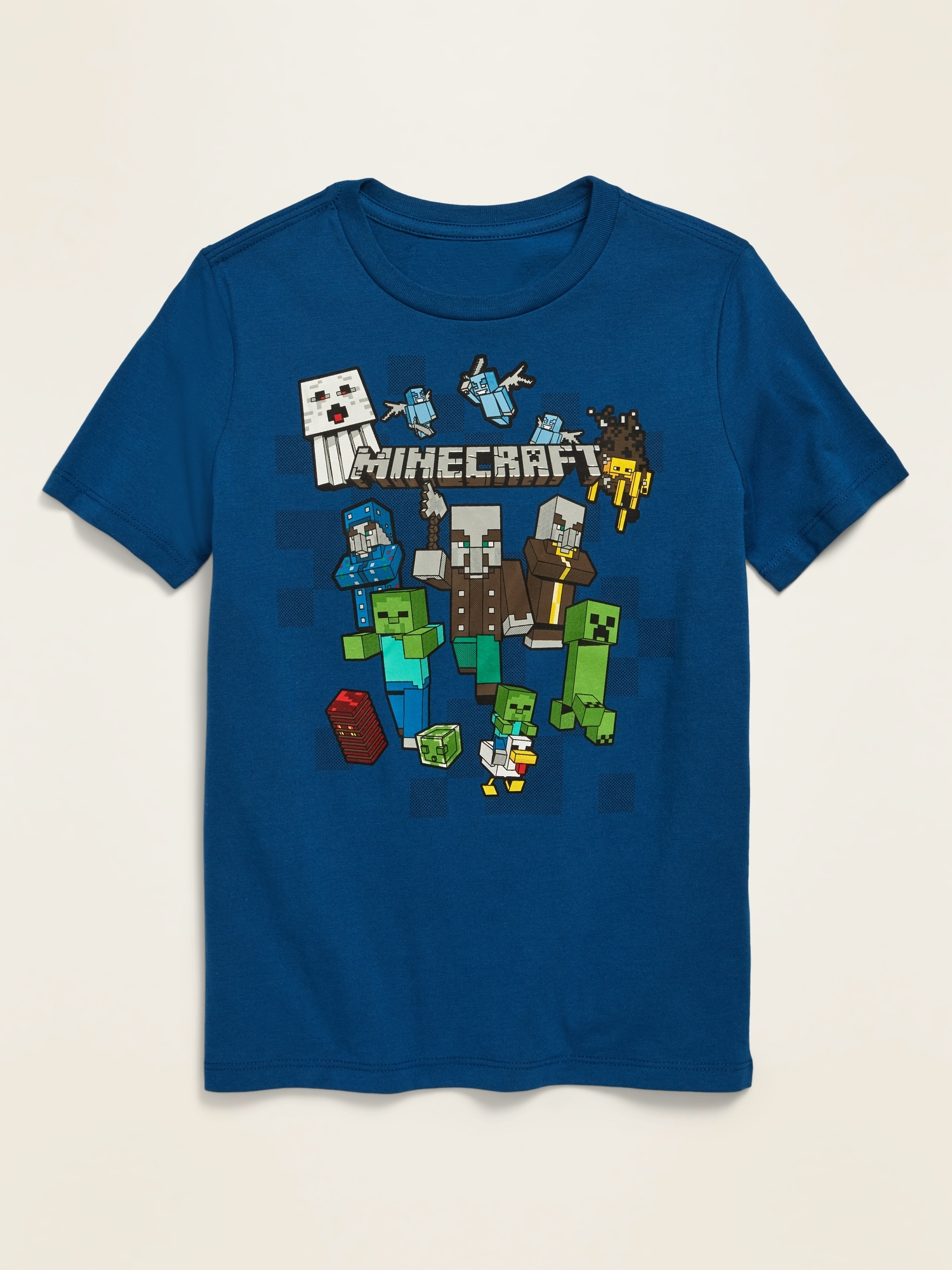 Old Navy Minecraft Tee Shirt Boys Blue Graphic Short Sleeve