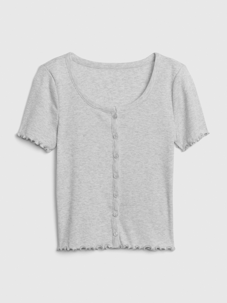 Teen Shrunken Ribbed Knit T-Shirt