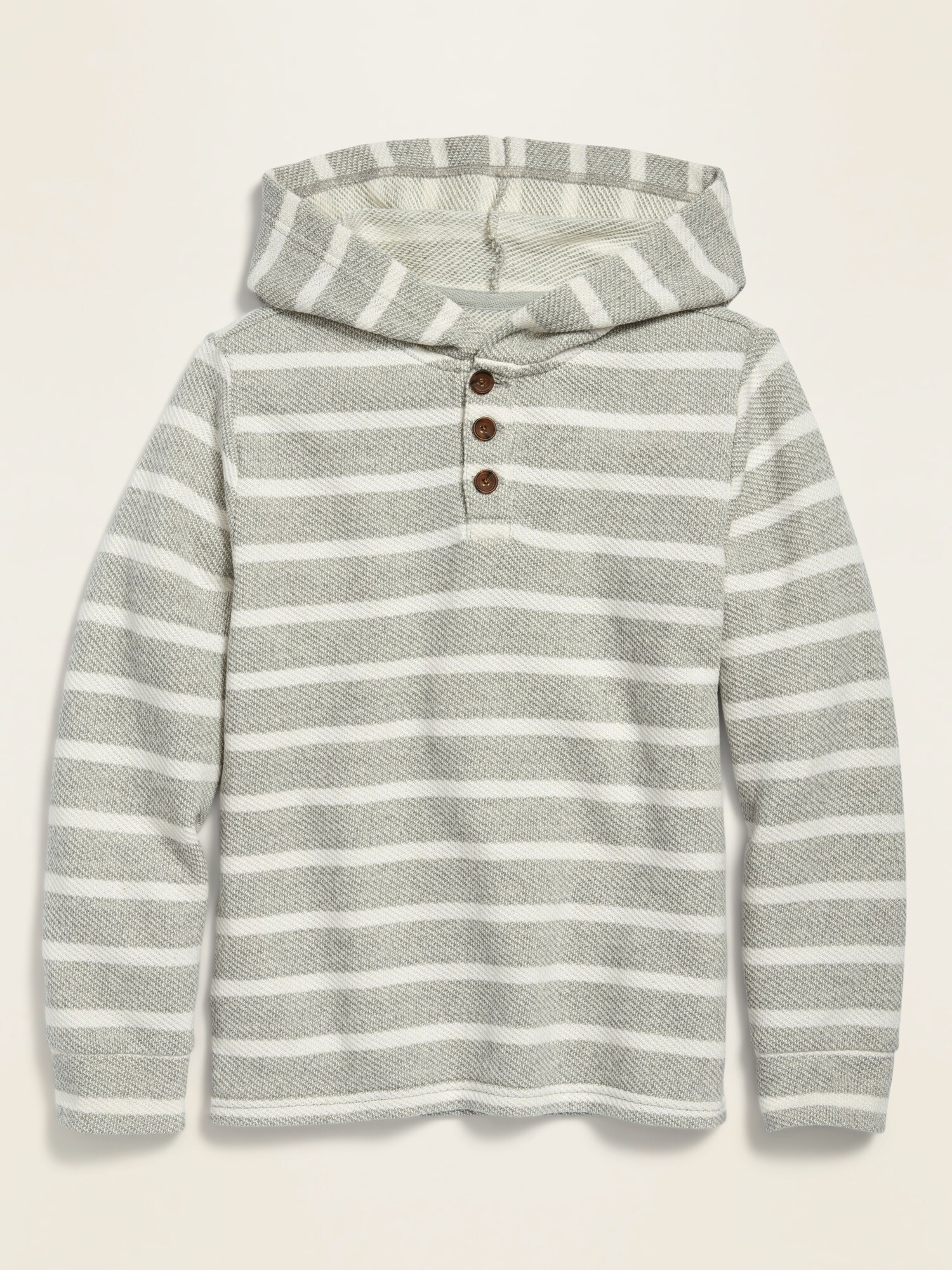 Striped French Terry Baja Henley Hoodie for Boys