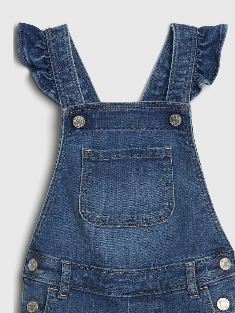 Toddler Denim Ruffle Skinny Overalls with Washwell™