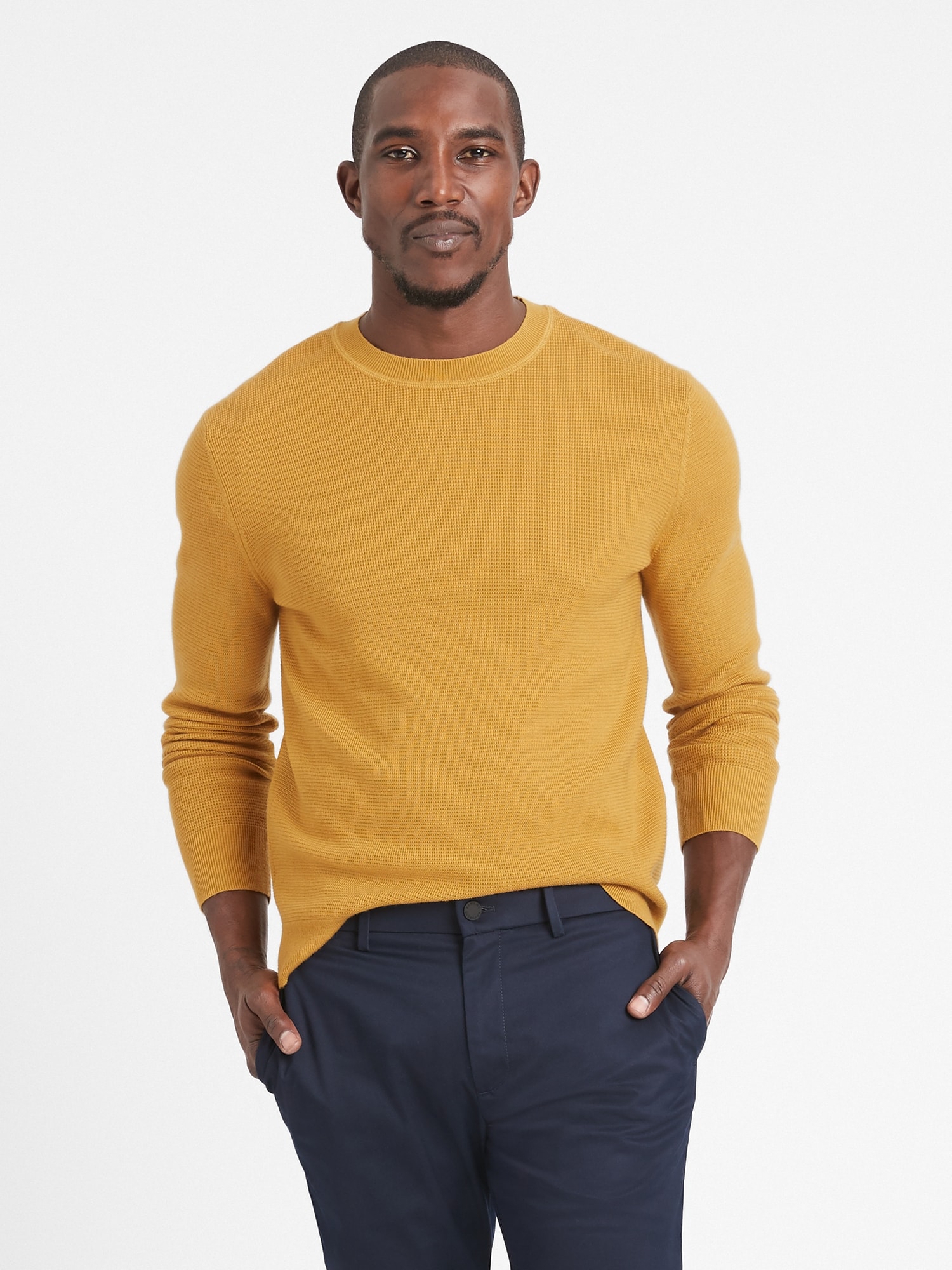 Italian Merino Waffle-Knit Sweater | Banana Republic