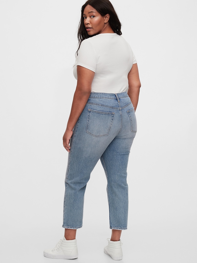 High Rise Distressed Cheeky Straight Jeans