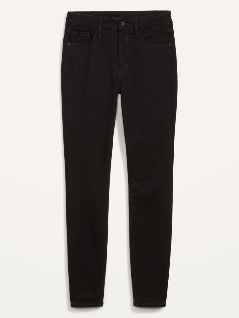 Jean Rockstar noir à chaleur intégrée à taille haute, coupe super moulante pour femme