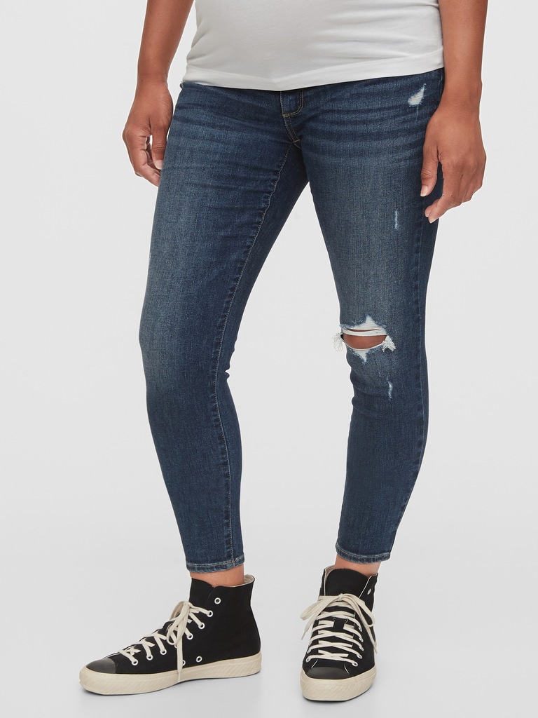 Maternity Inset Panel Skinny Ankle Jeans